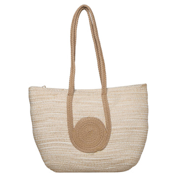 Ensac’s Juterope Tote bag for Women & Girls JUTEROPE-TOTECIRCLE-WHTBEIGE