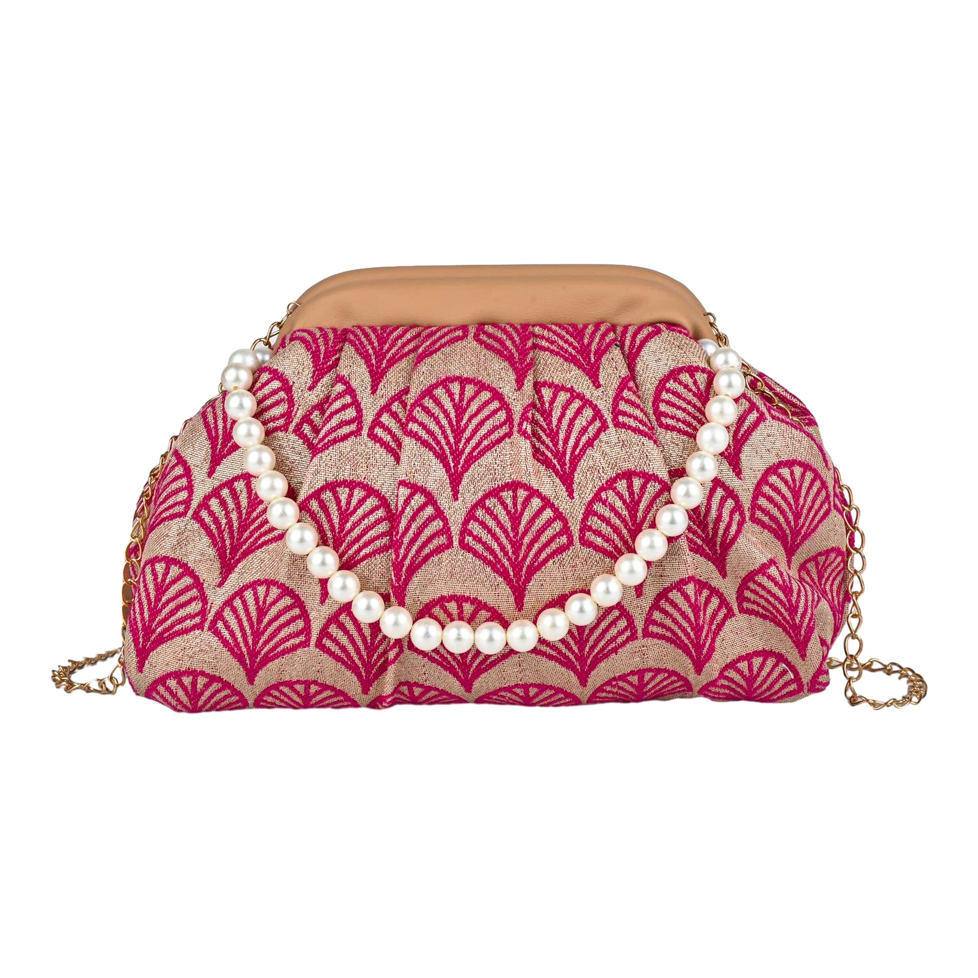 ENSAC Women's Pleated Clutch Bag | Handbag in Textured Synthetic Fabric – Stylish Party Purse