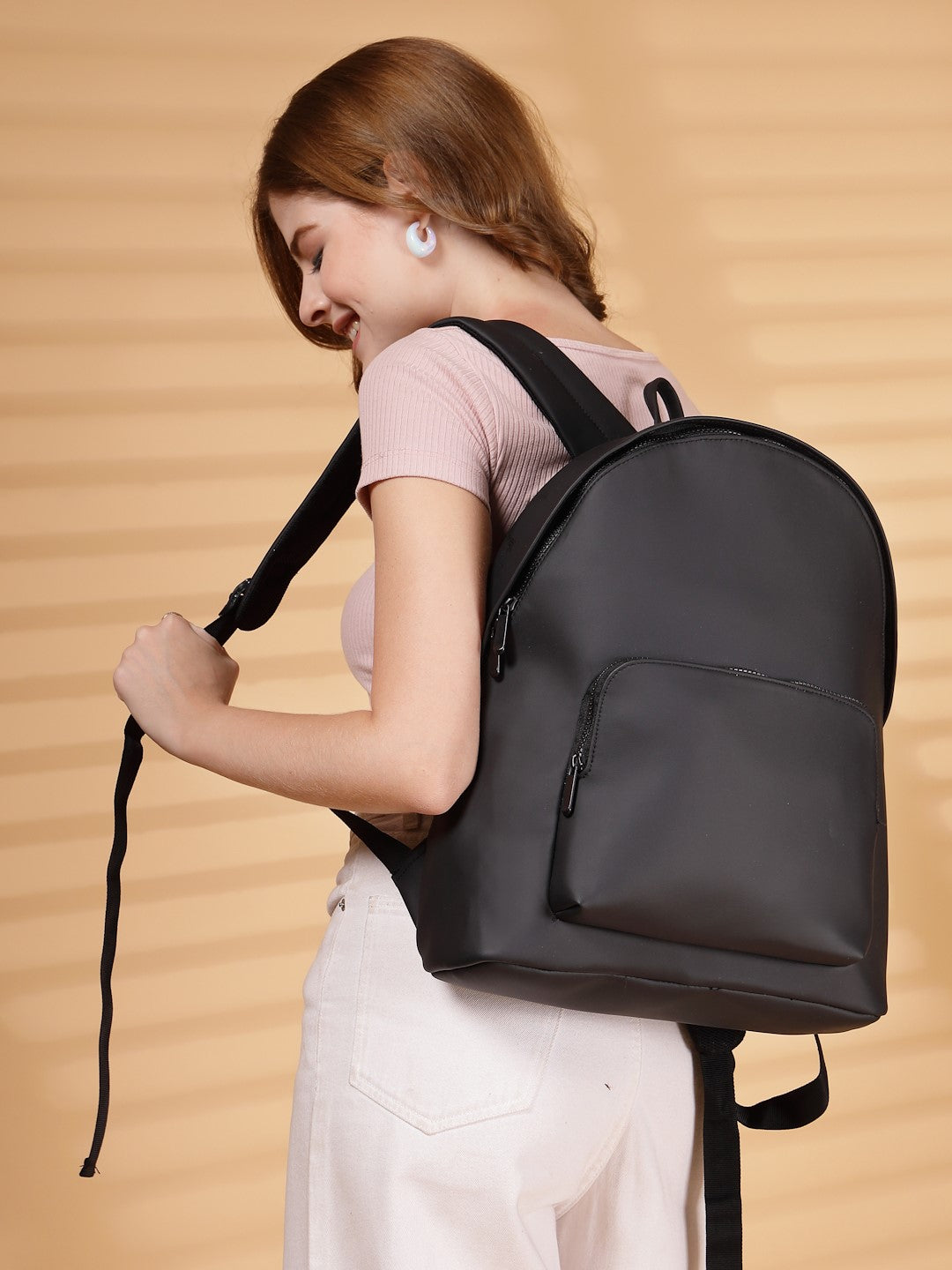 BEAST Chic Black Minimalist Backpack for Women - Modern & Versatile