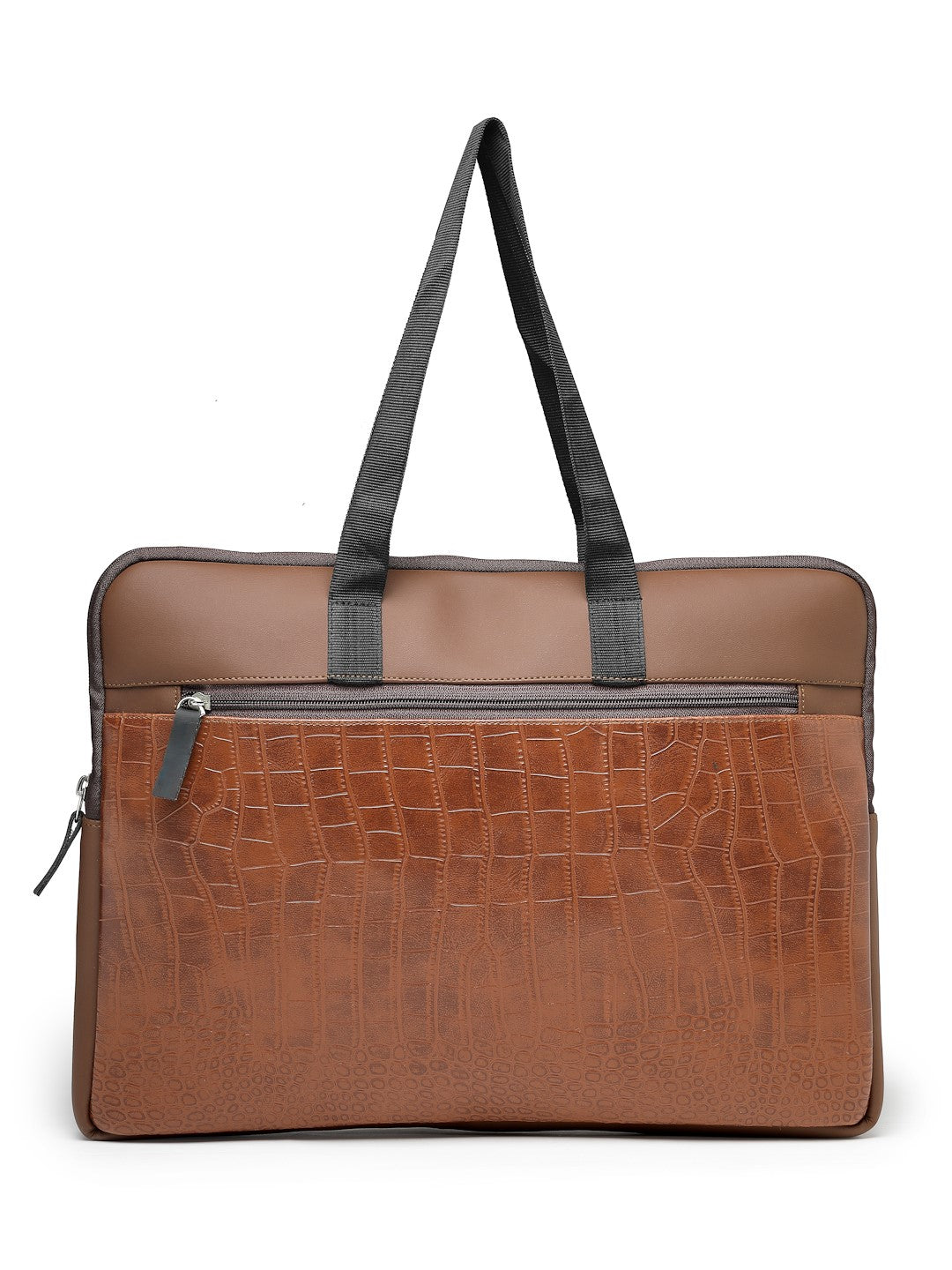 Ensac Brown Crocodile Sleeve Laptop Bag | Stylish Office & Travel Bag