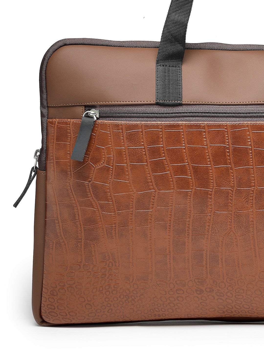 Ensac Brown Crocodile Sleeve Laptop Bag | Stylish Office & Travel Bag