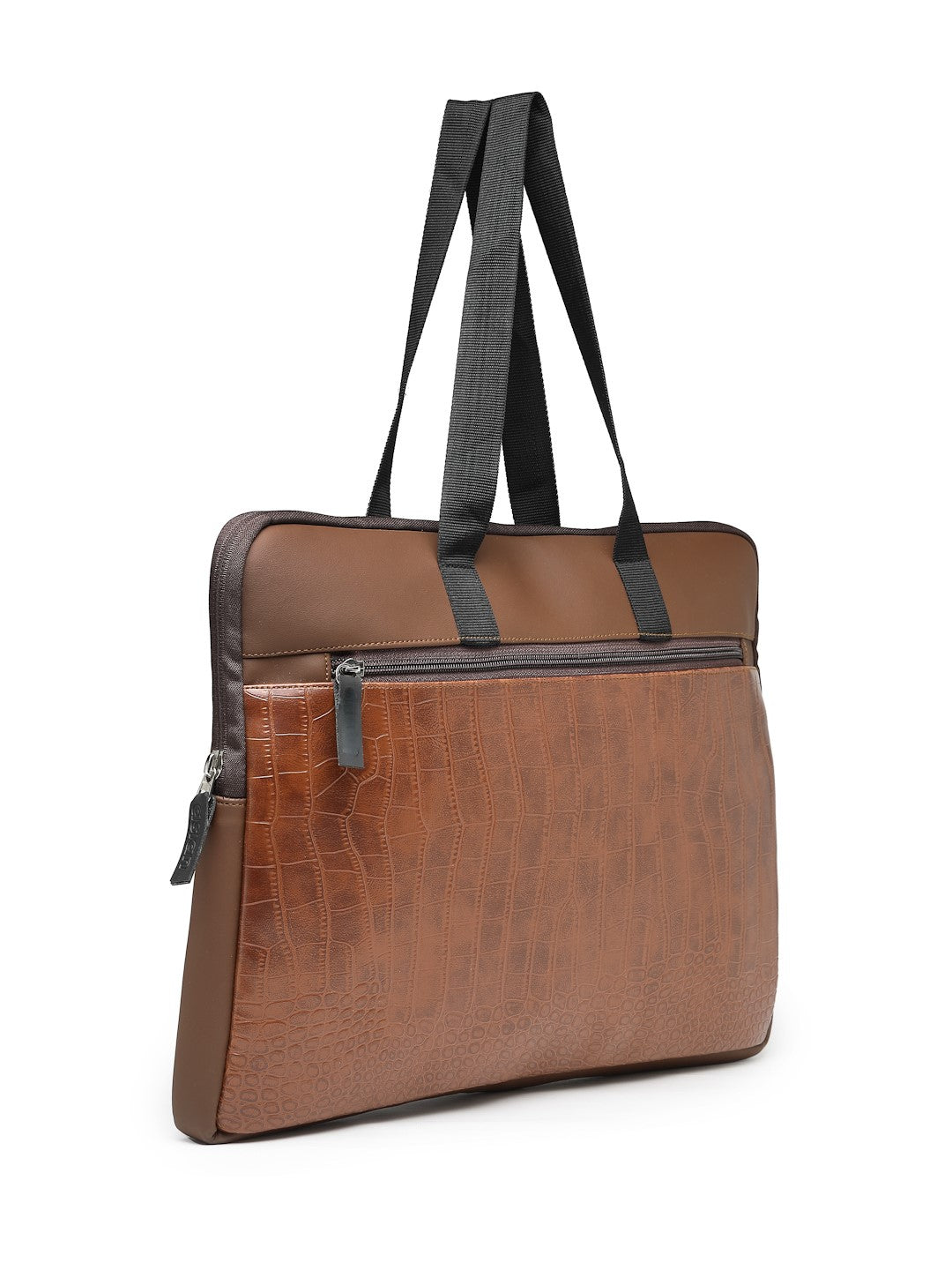 Ensac Brown Crocodile Sleeve Laptop Bag | Stylish Office & Travel Bag