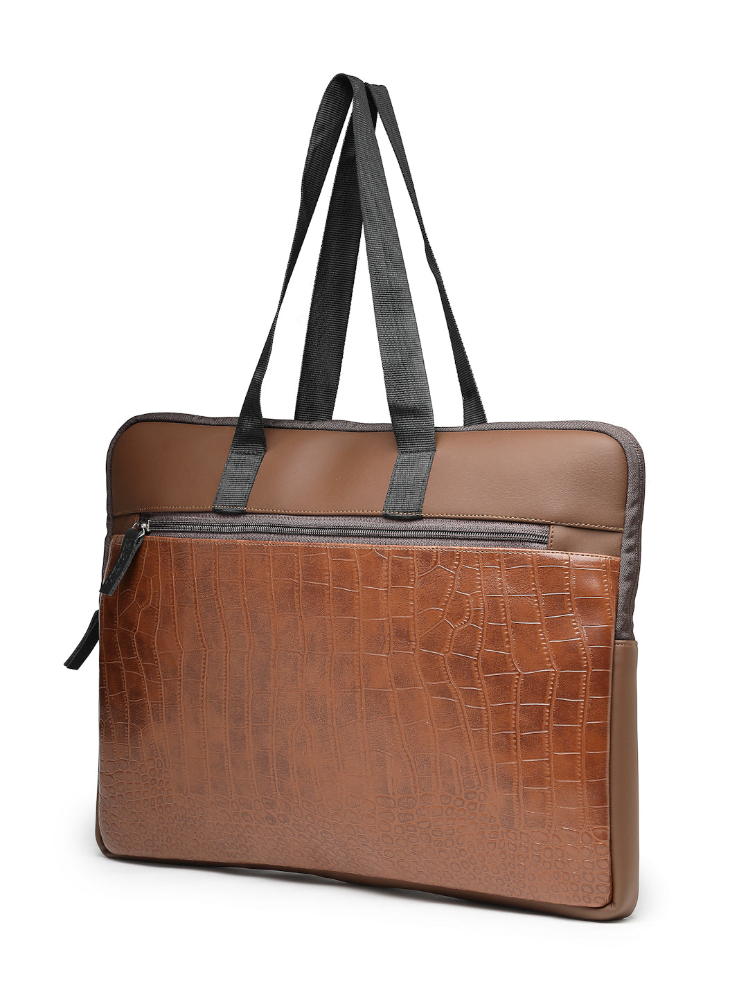 Ensac Brown Crocodile Sleeve Laptop Bag | Stylish Office & Travel Bag
