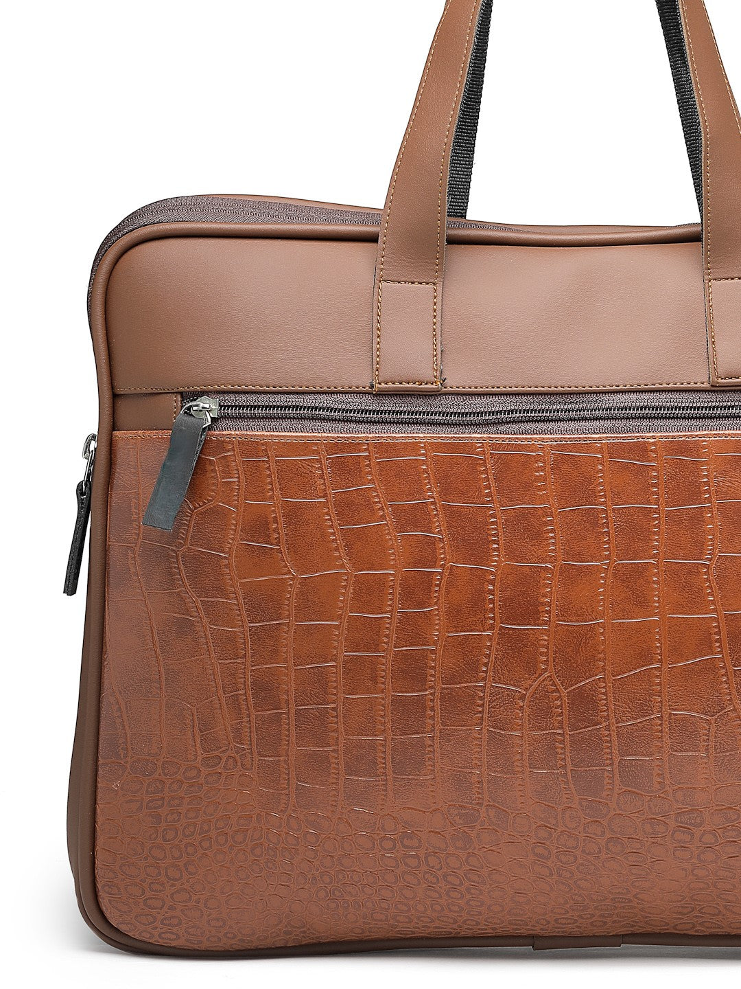 Ensac Brown Crocodile Sleeve Laptop Bag | Stylish Office & Travel Bag