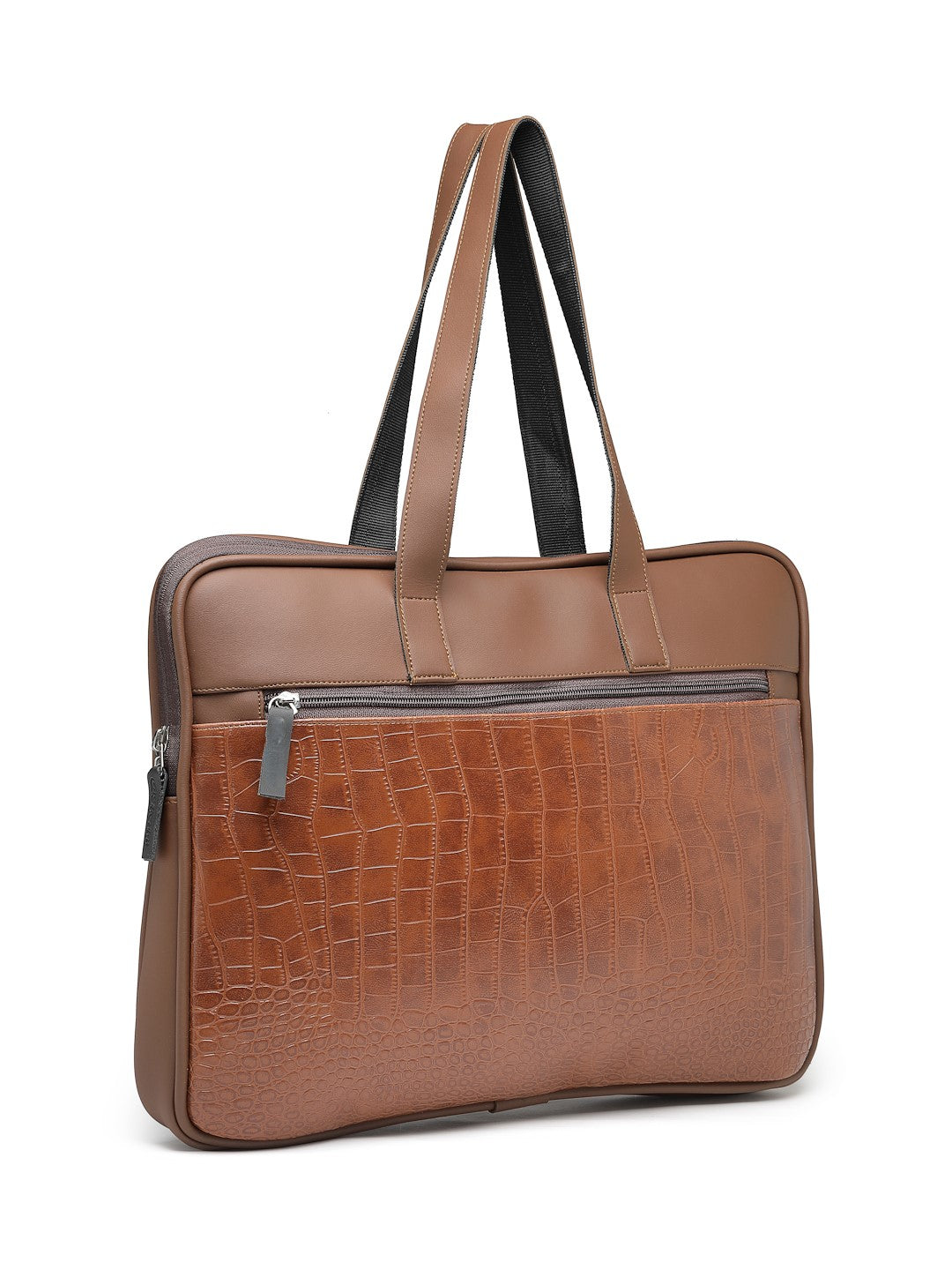 Ensac Brown Crocodile Sleeve Laptop Bag | Stylish Office & Travel Bag