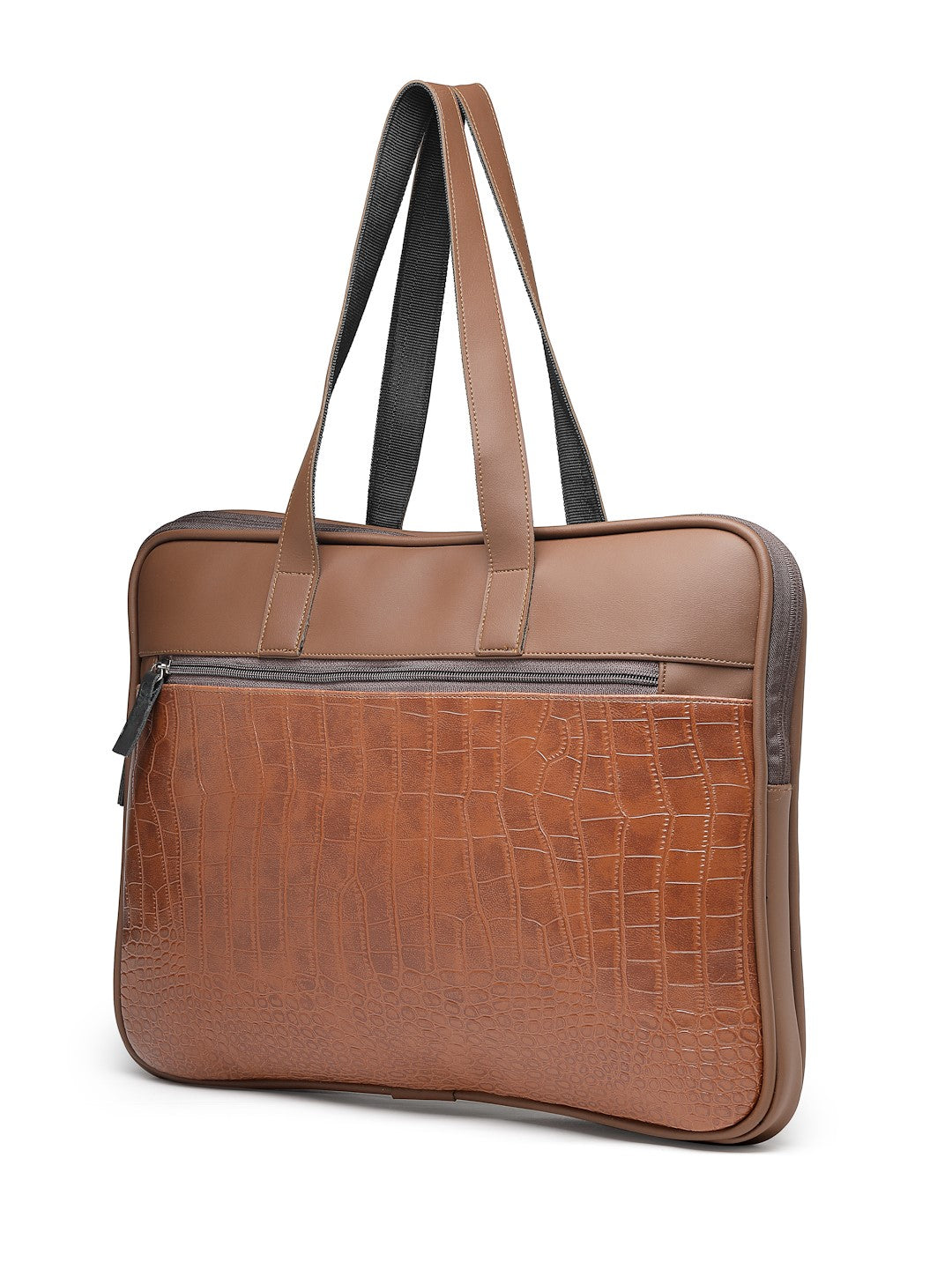 Ensac Brown Crocodile Sleeve Laptop Bag | Stylish Office & Travel Bag