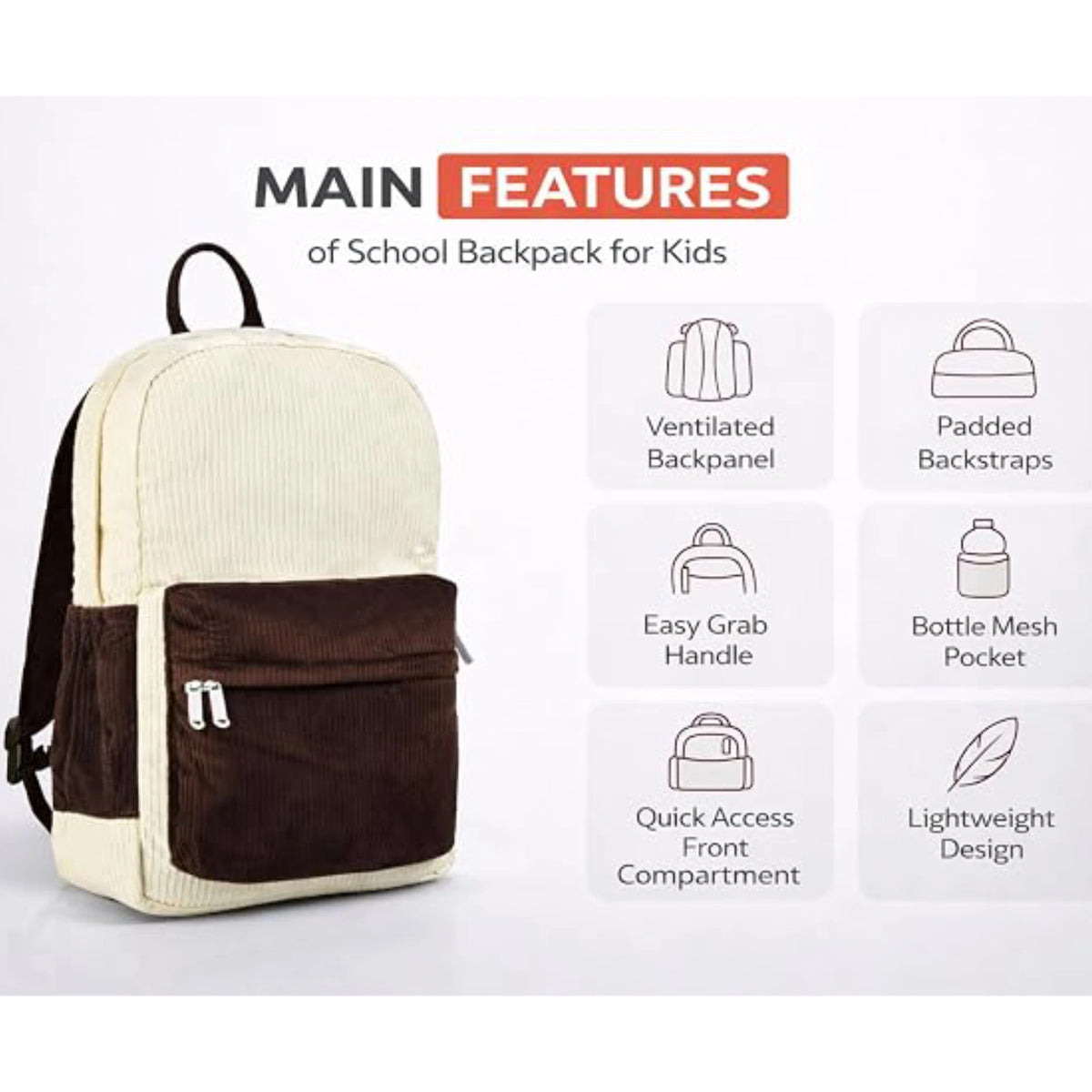 ENSAC Aesthetic Backpacks for College Girl & kids – Jute-Polyester Canvas & Corduroy Laptop Backpack