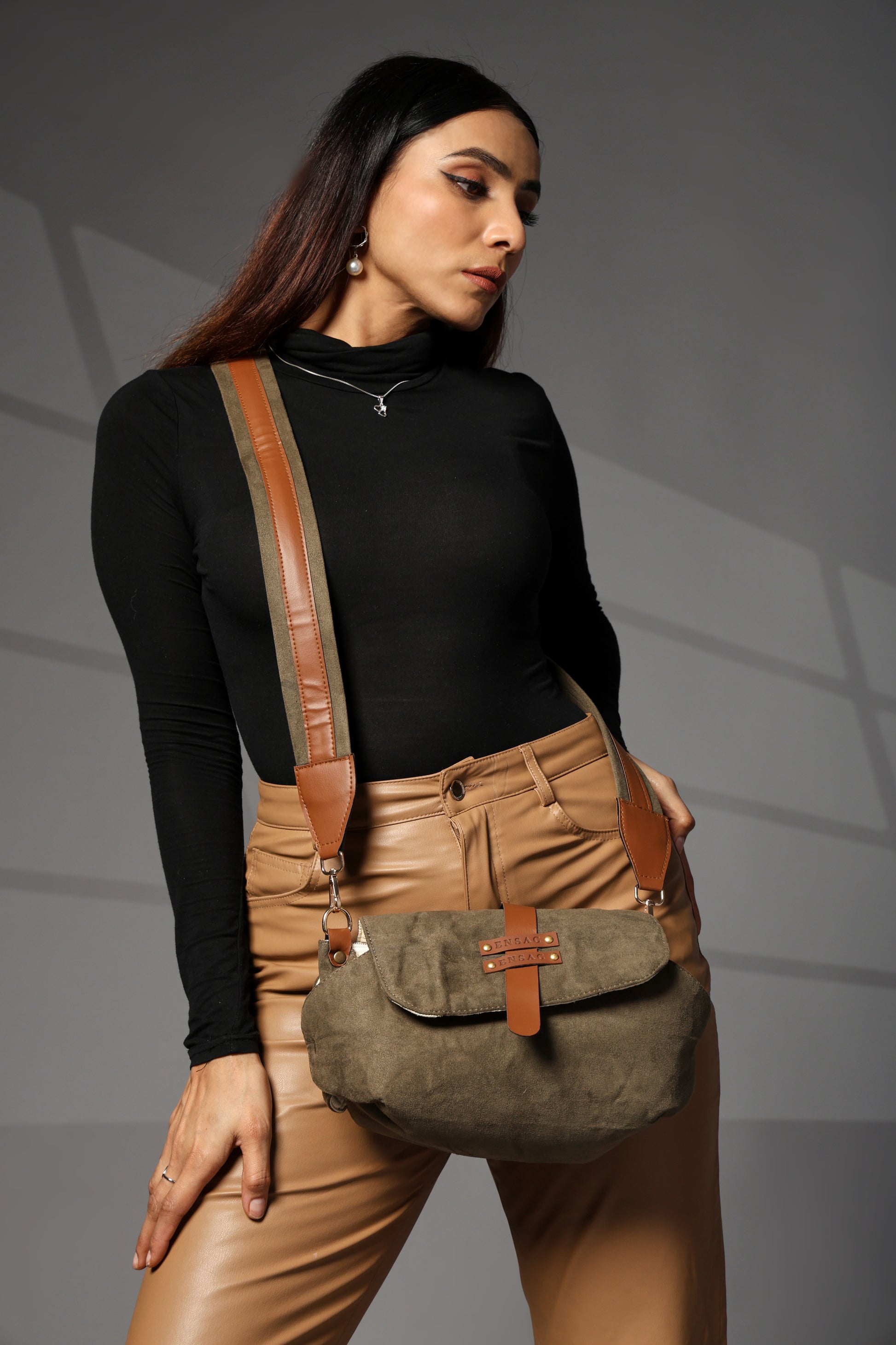 Brown Sling Women's Premium velvet Full Sling Shoulder Bag