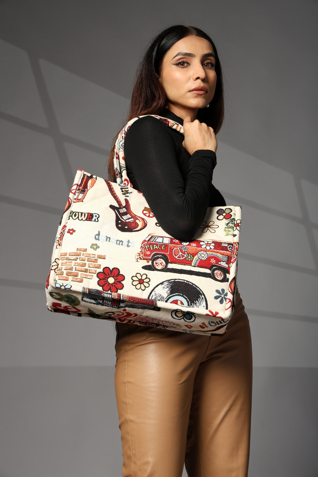 Ensac Printed Jacquard Fabric Tote Bag for Women | Stylish Art Design, Spacious & Easy to Carry TOTE-CONTEMP-BIG