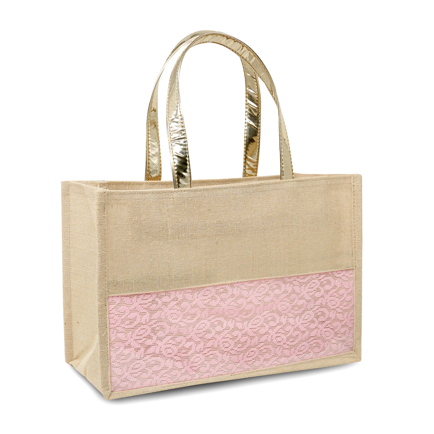 Ensac Eco-Friendly Women Handbag | Premium Jute Tote Bag with Stylish Lace Design