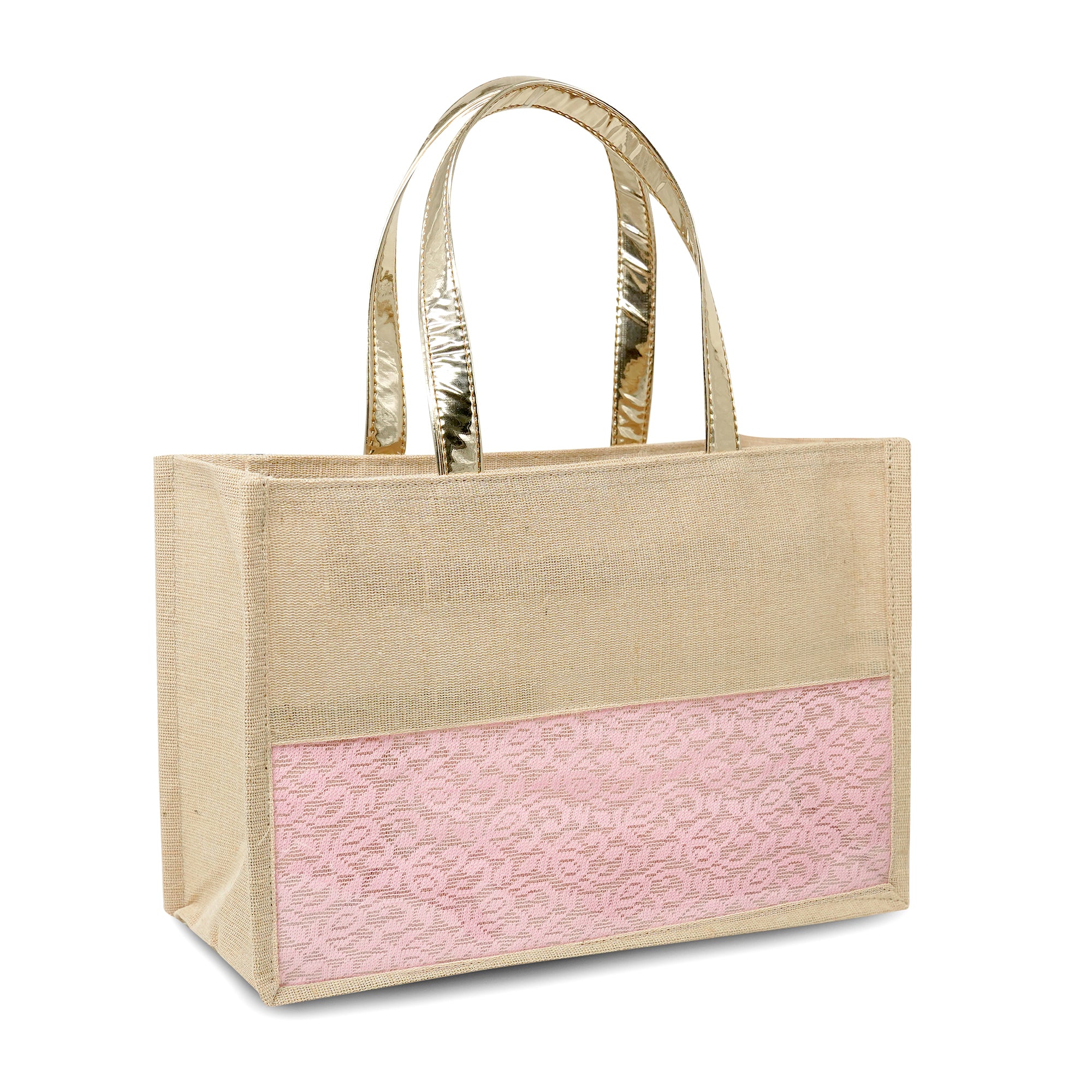 Ensac Eco-Friendly Women Handbag | Premium Jute Tote Bag with Stylish Lace Design