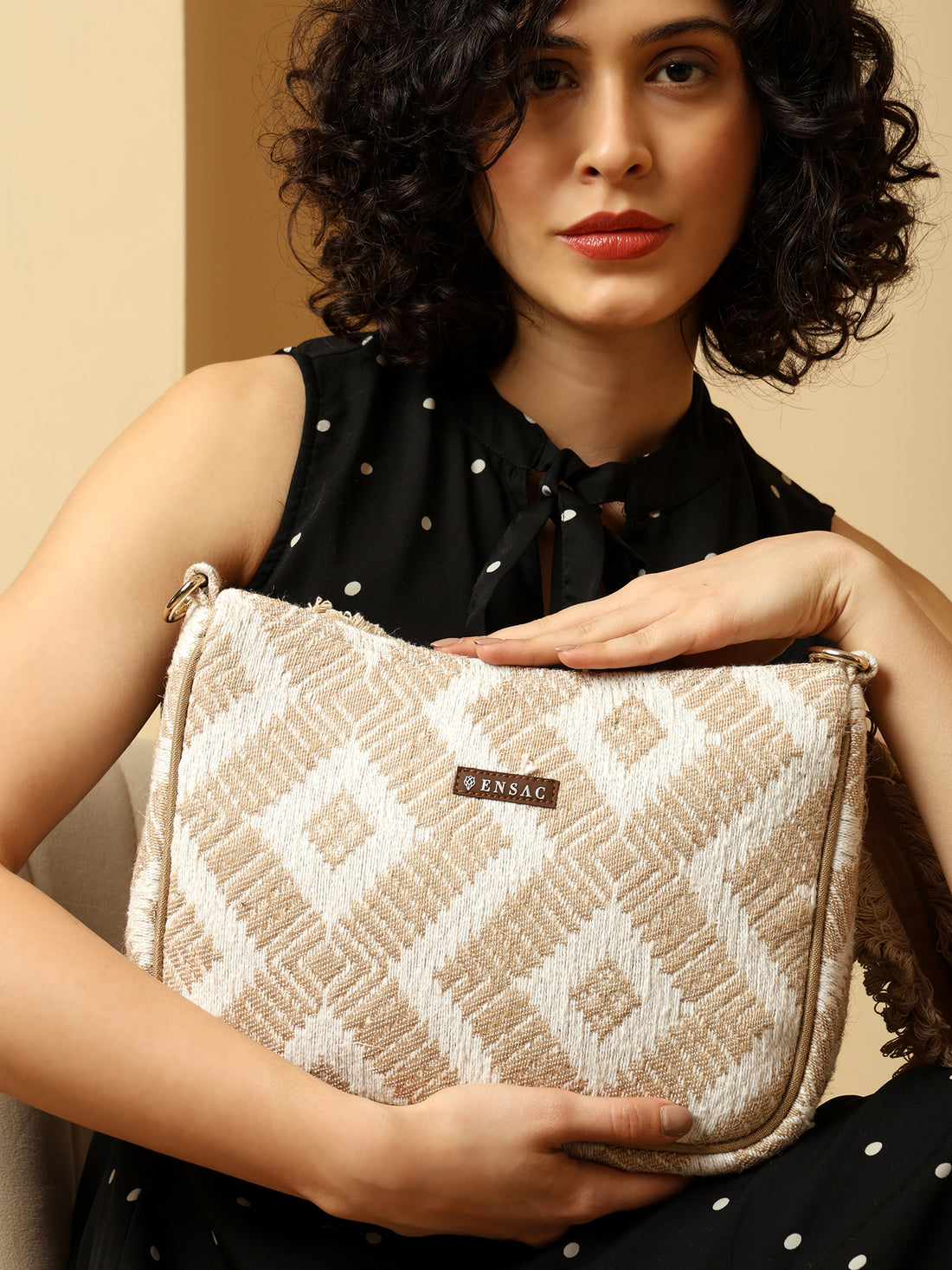 Handcrafted Woven Sling Bag with Tassel Strap