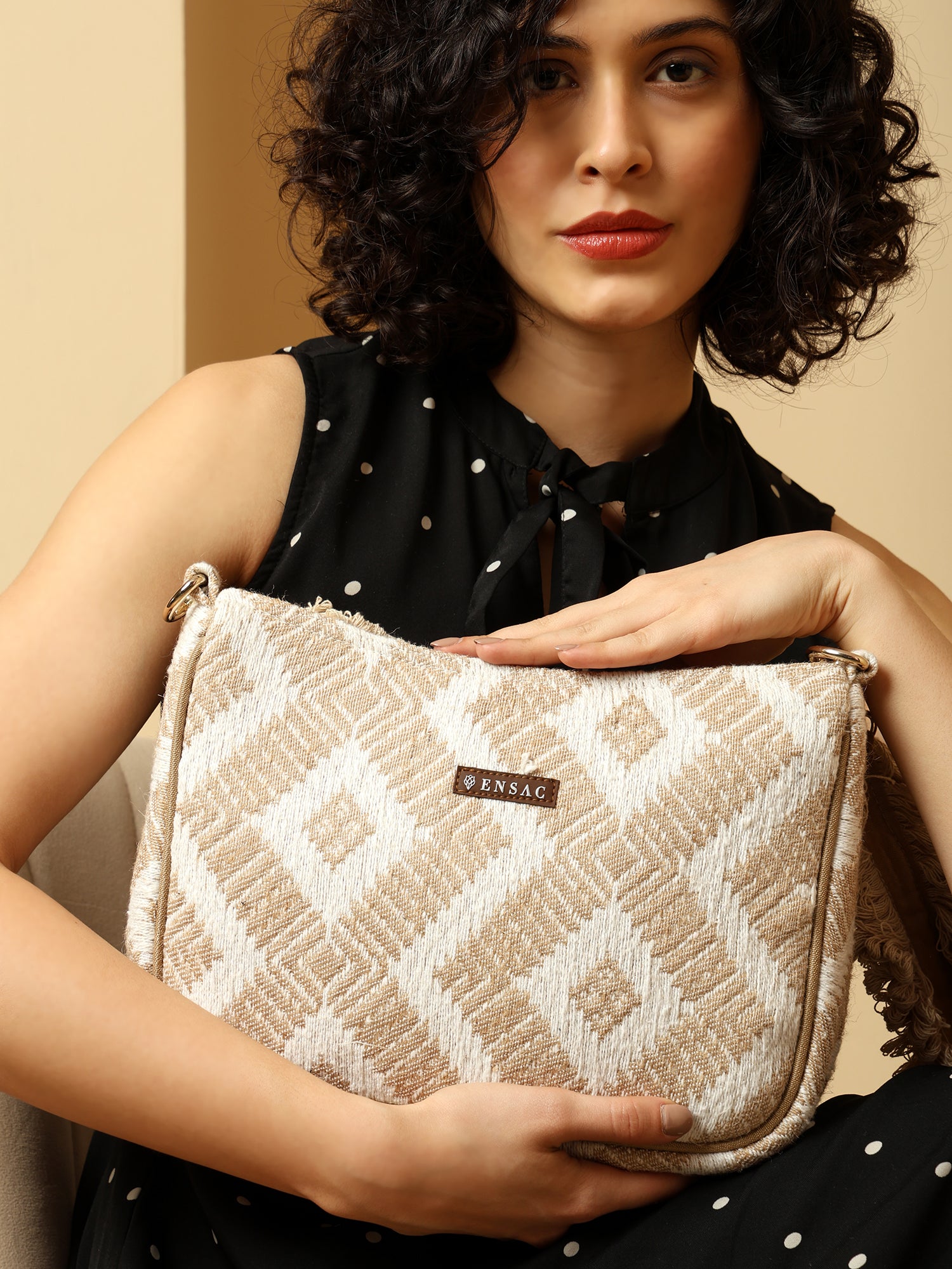 Handcrafted Woven Sling Bag with Tassel Strap