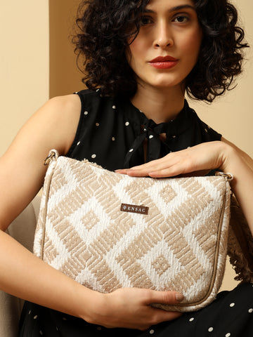 Handcrafted Woven Sling Bag with Tassel Strap
