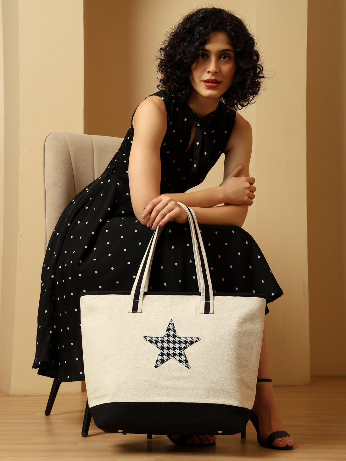 Black Star Canvas Tote Bag