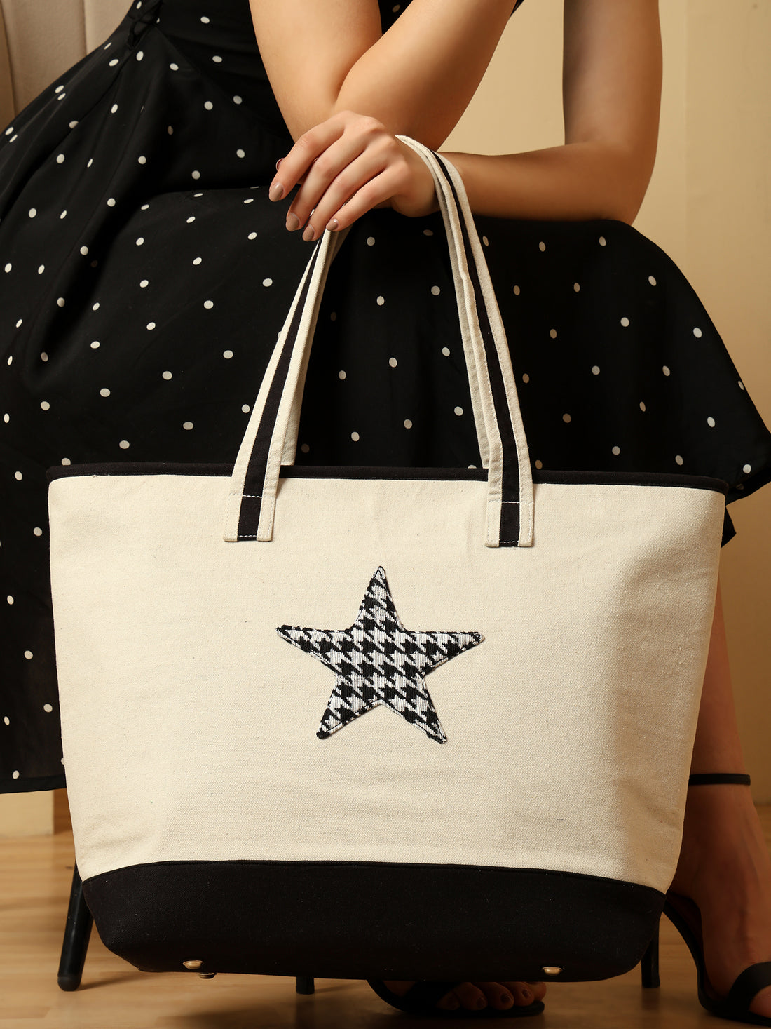 Black Star Canvas Tote Bag