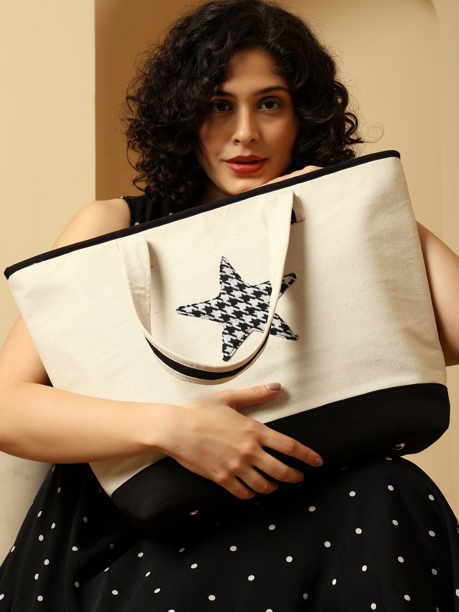 Black Star Canvas Tote Bag