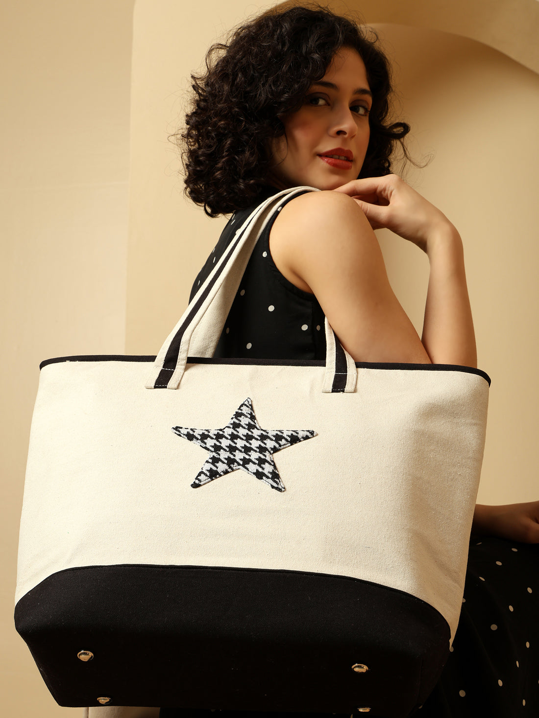 Black Star Canvas Tote Bag