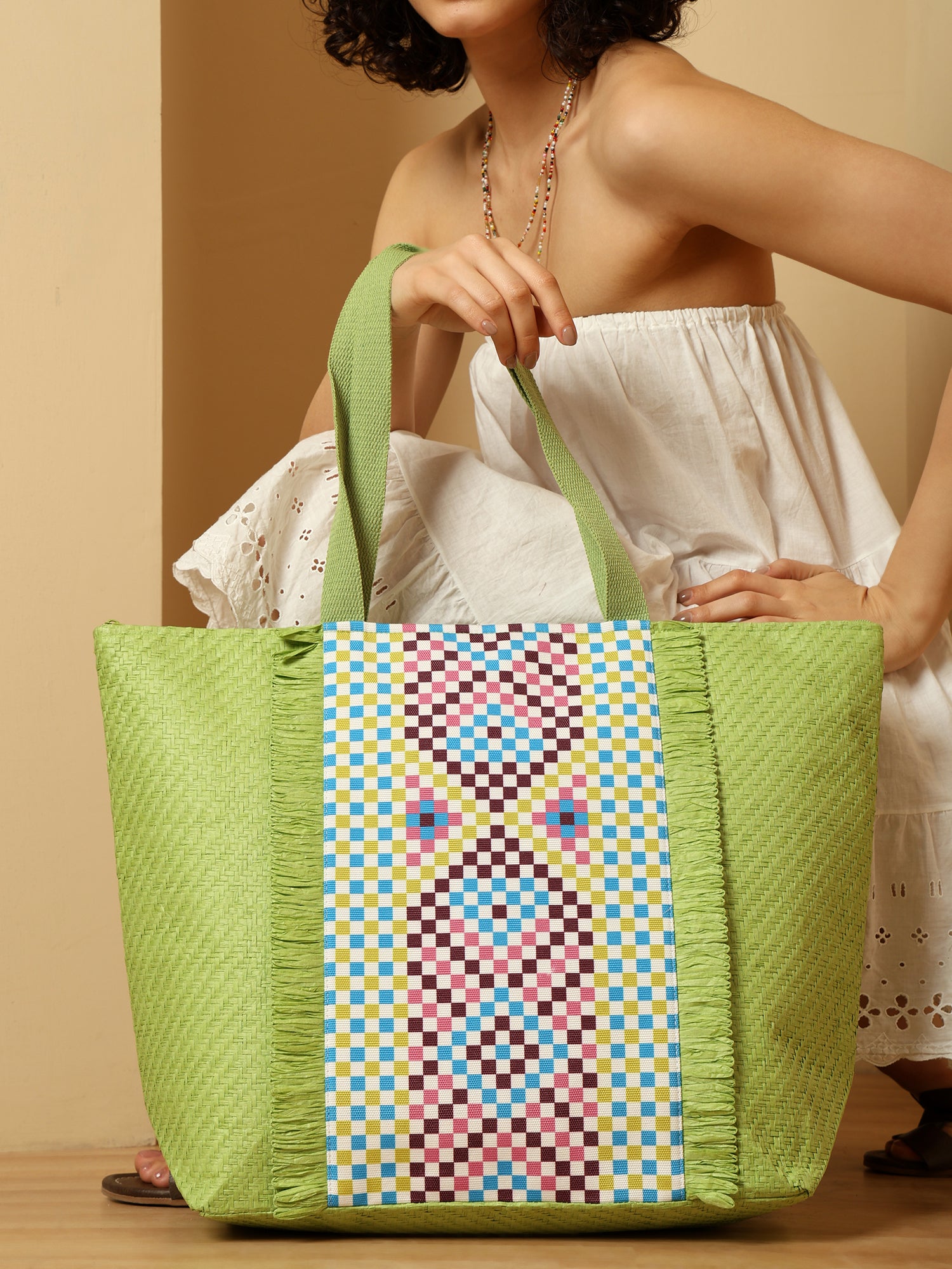 Ensac Square Paper Straw Beach Tote Bag | Eco-Friendly Handbag for Women