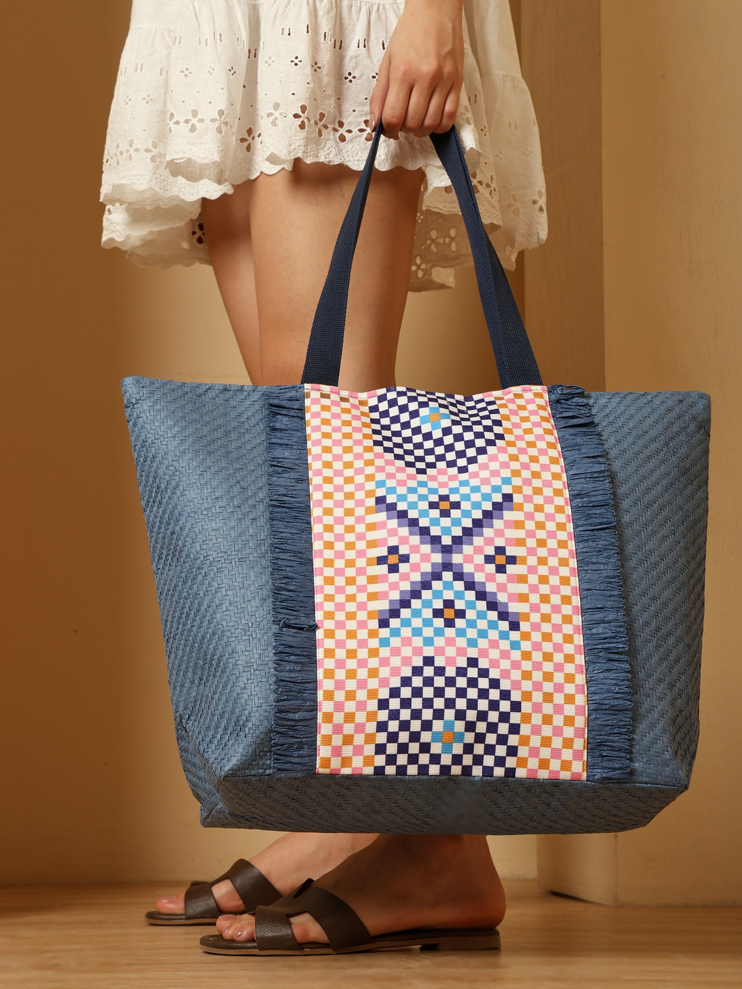 Ensac Square Paper Straw Beach Tote Bag | Eco-Friendly Handbag for Women