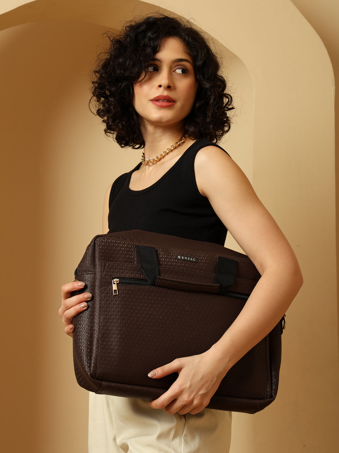 Stylish Brown Laptop Bag & Tote for Women - Elegant & Functional