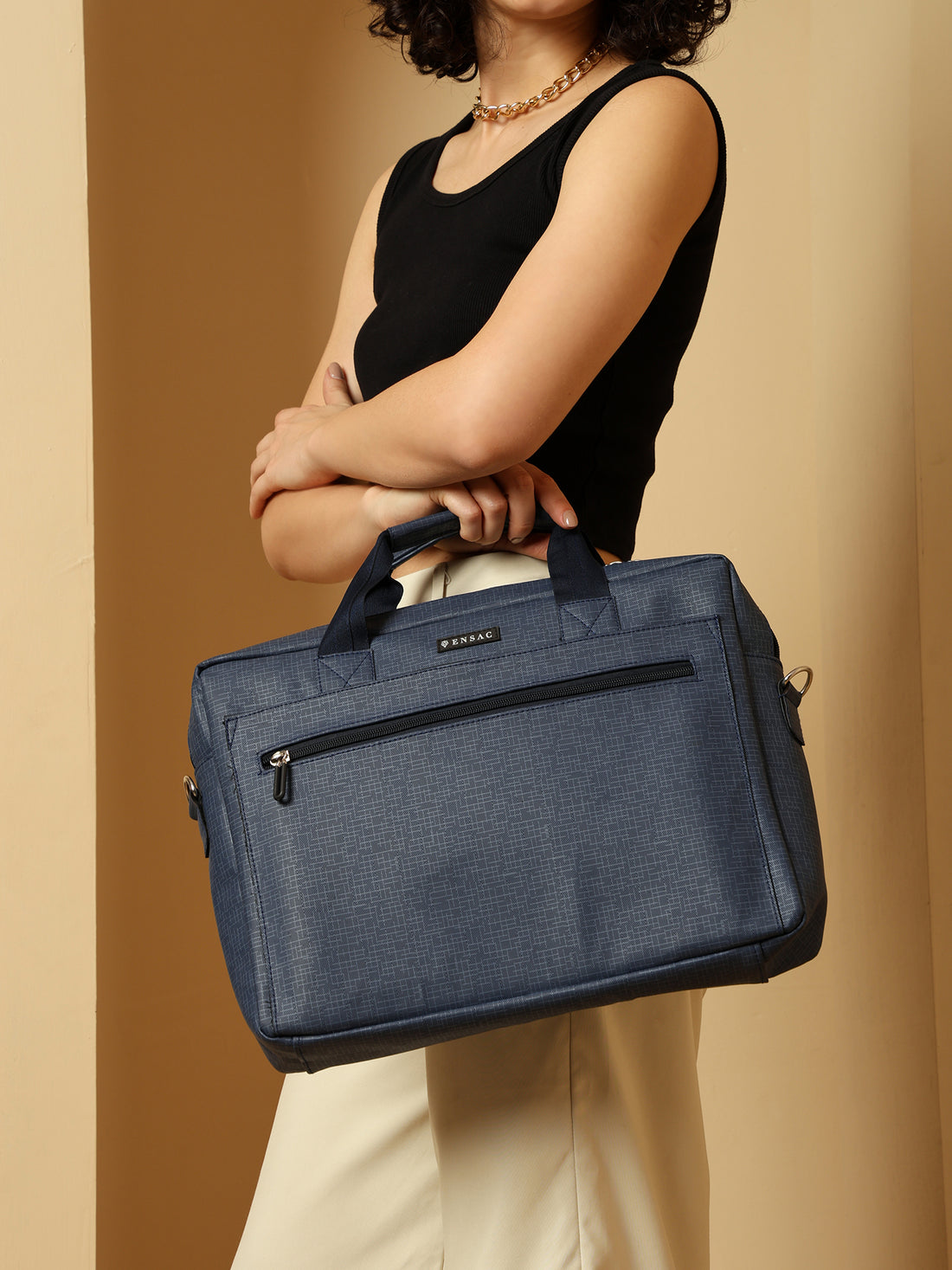 ENSAC Women’s Stylish Blue Laptop Bag | Elegant Work Messenger Briefcase