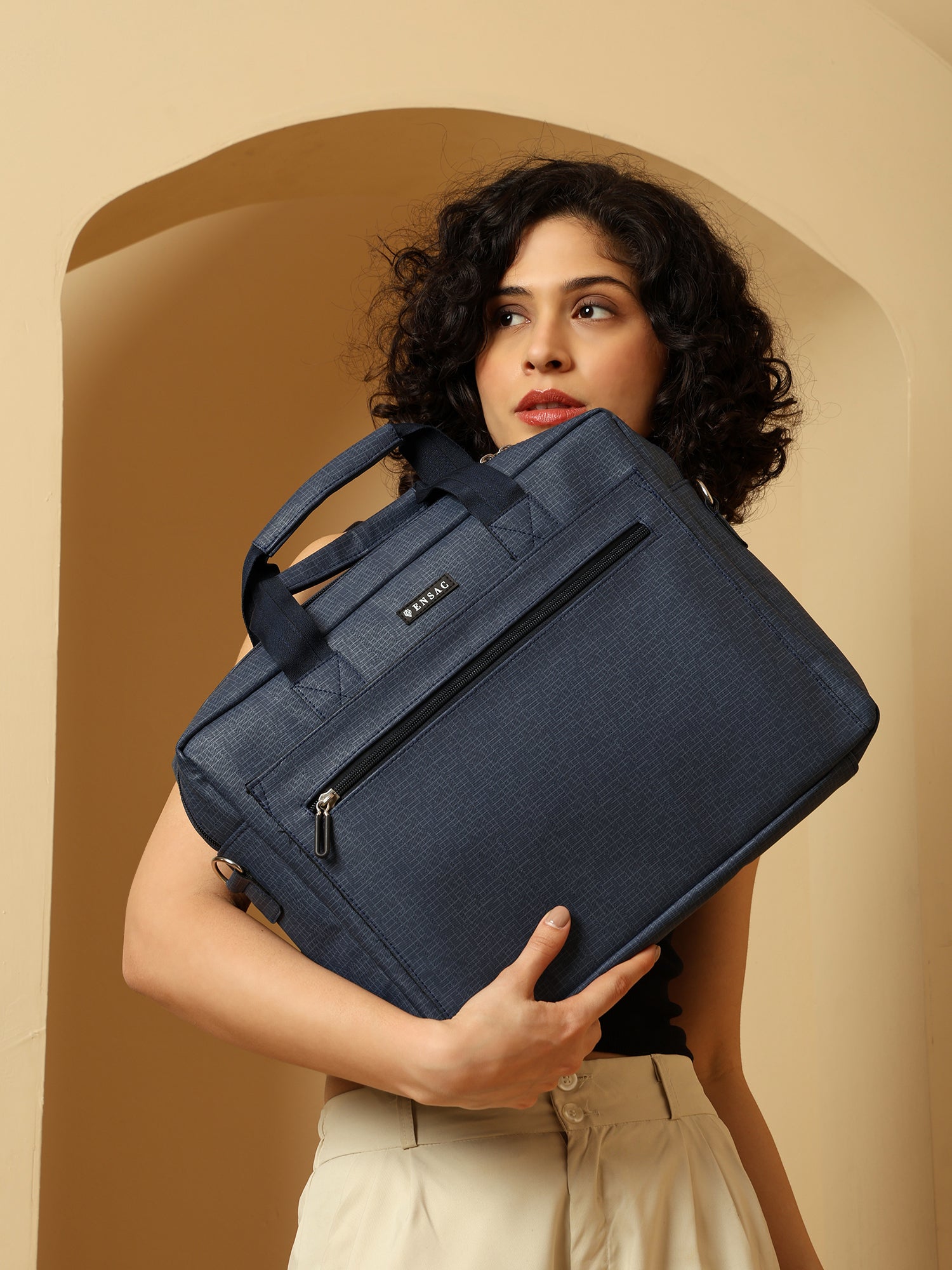 ENSAC Women’s Stylish Blue Laptop Bag | Elegant Work Messenger Briefcase