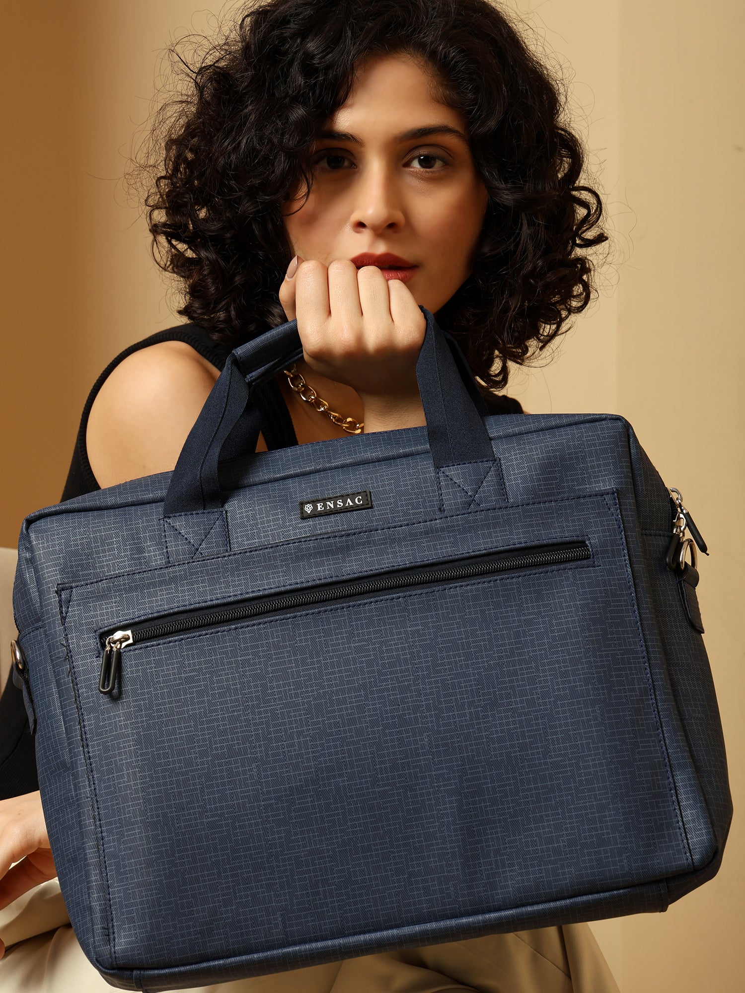 ENSAC Women’s Stylish Blue Laptop Bag | Elegant Work Messenger Briefcase