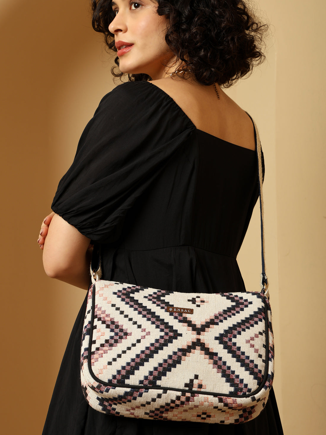Crazybox Multicolored Geometric Pattern Sling Bag