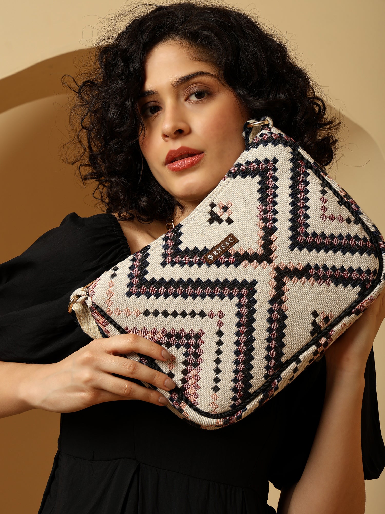 Crazybox Multicolored Geometric Pattern Sling Bag