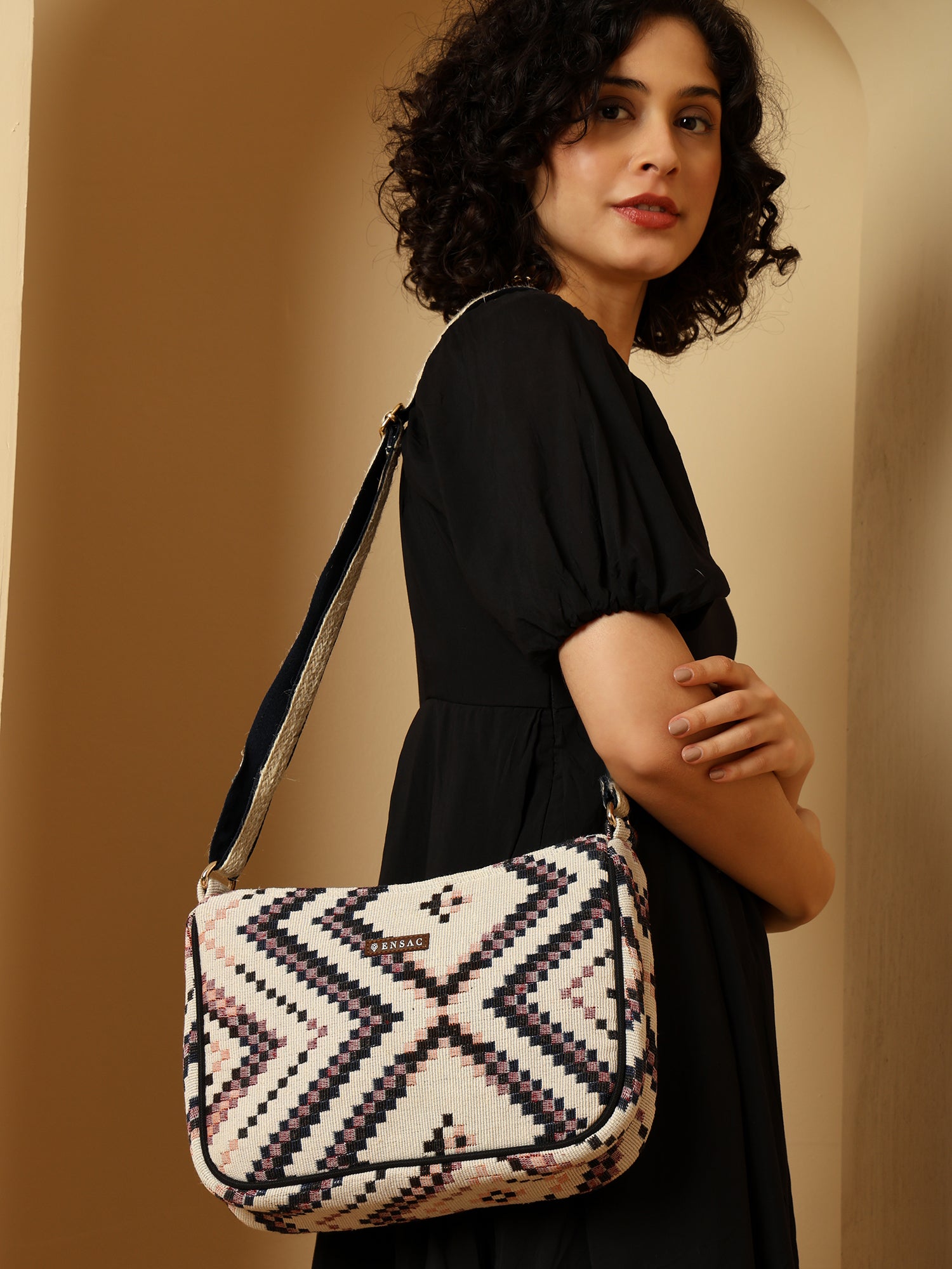 Crazybox Multicolored Geometric Pattern Sling Bag