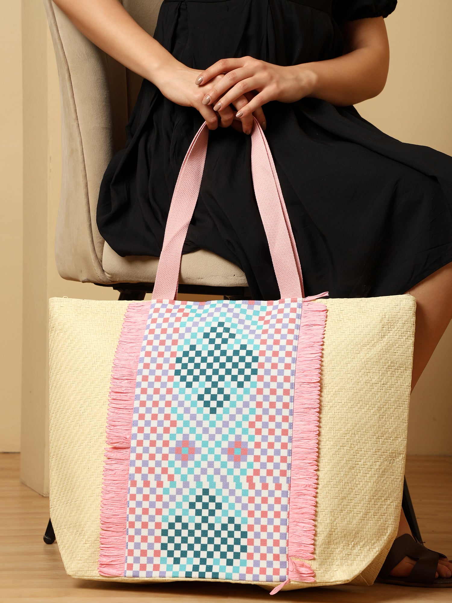 Ensac Square Paper Straw Beach Tote Bag | Eco-Friendly Handbag for Women