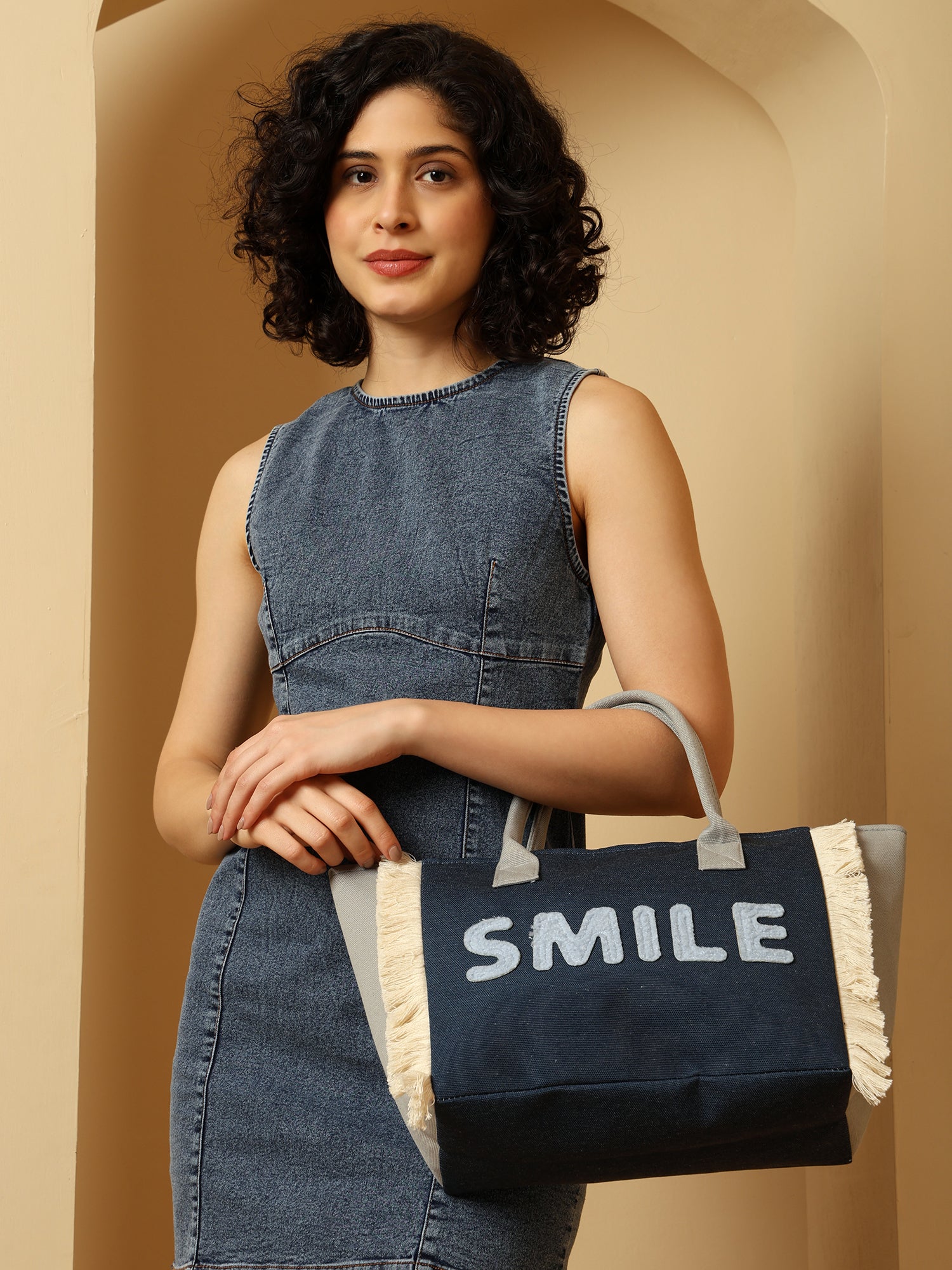 Ensac Happy Pastel Tote Bag for Women & Girls | Trendy Canvas Handbag with Stylish Design