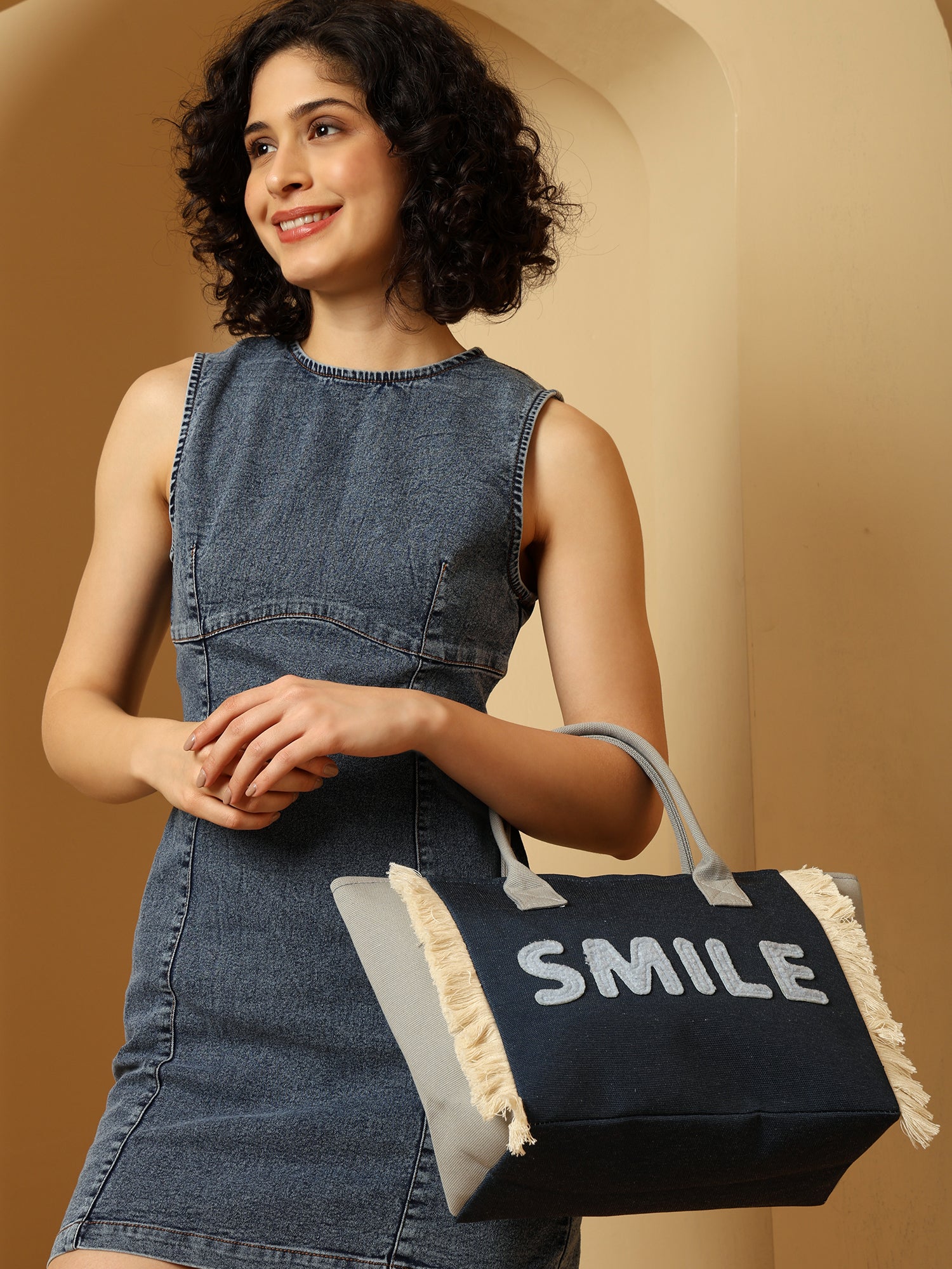 Ensac Happy Pastel Tote Bag for Women & Girls | Trendy Canvas Handbag with Stylish Design