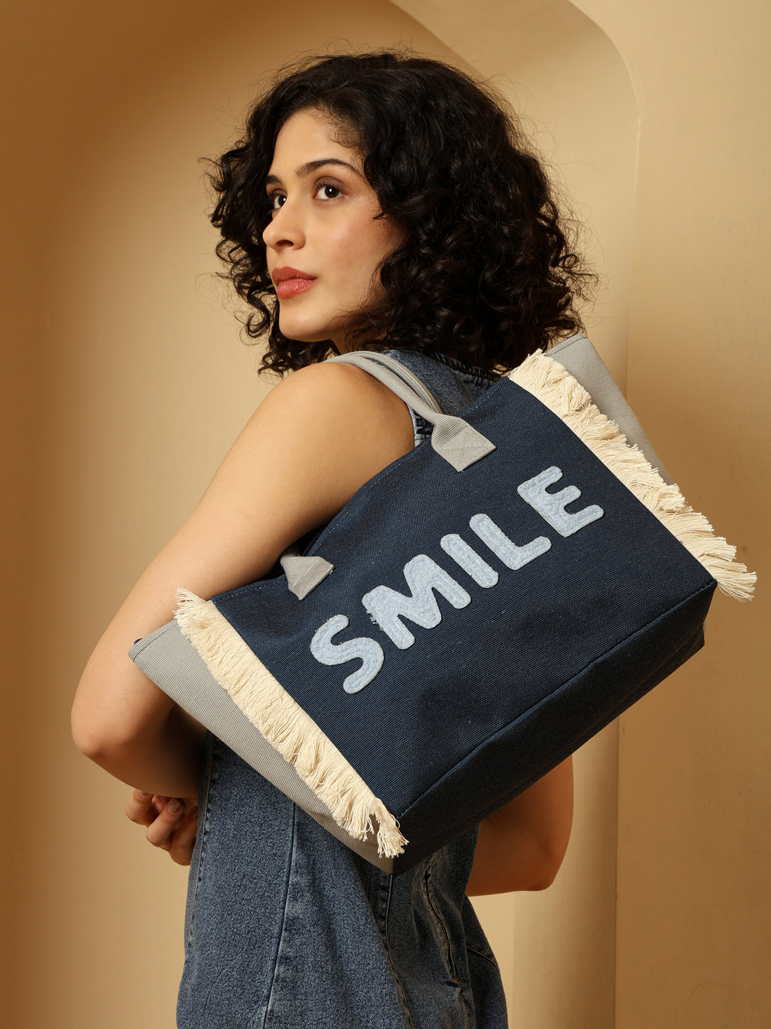 Ensac Happy Pastel Tote Bag for Women & Girls | Trendy Canvas Handbag with Stylish Design