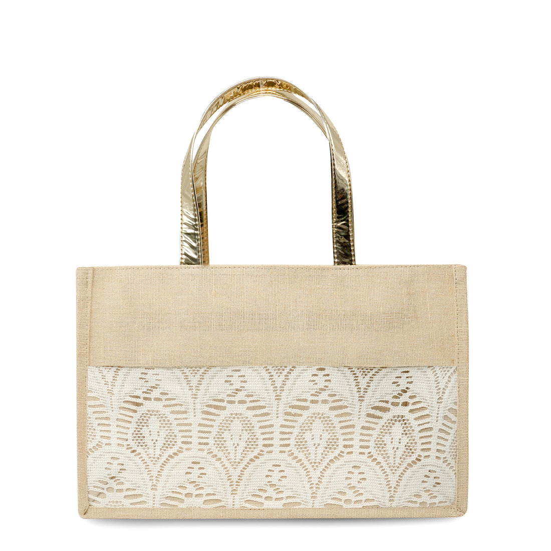 Ensac Eco-Friendly Women Handbag | Premium Jute Tote Bag with Stylish Lace Design