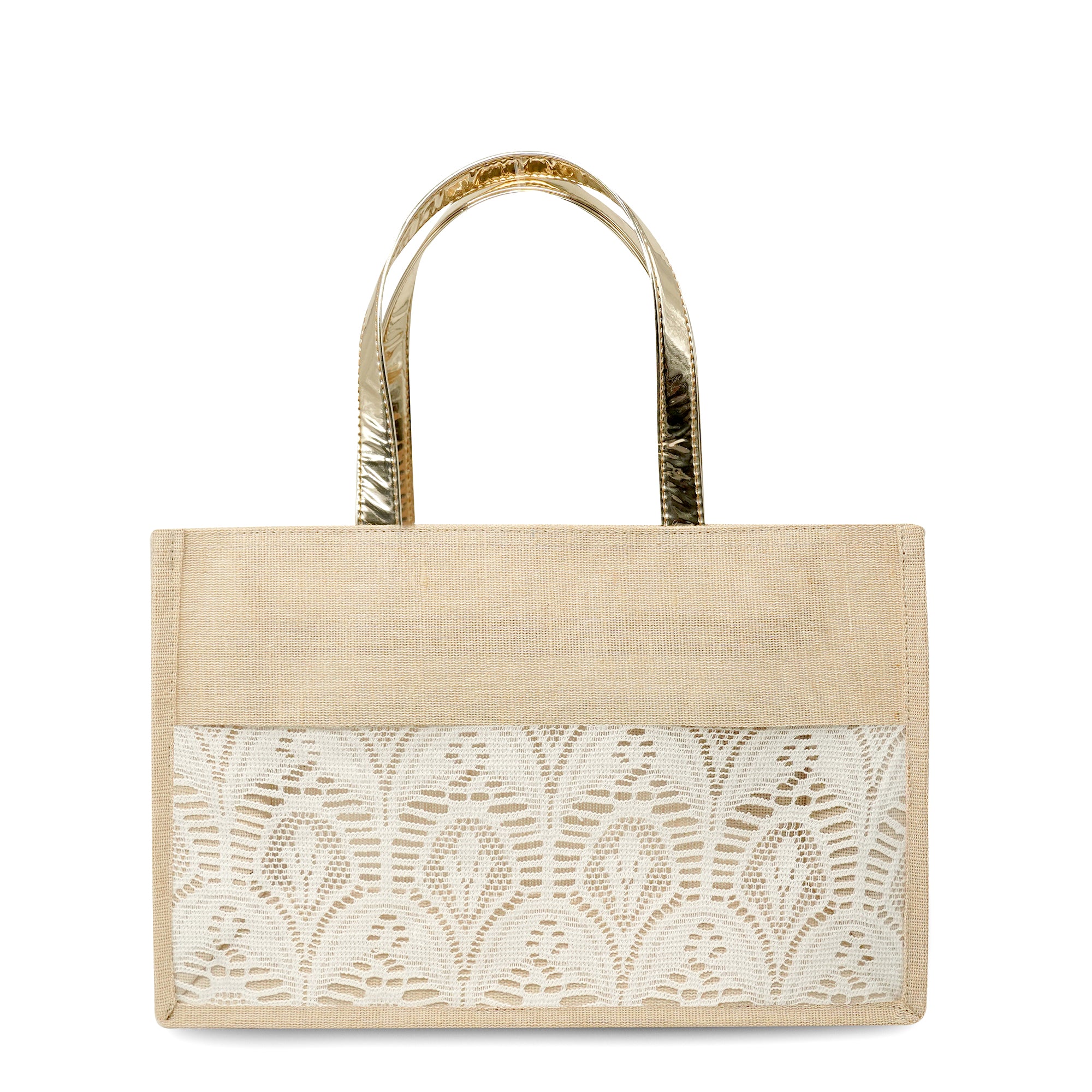 Ensac Eco-Friendly Women Handbag | Premium Jute Tote Bag with Stylish Lace Design