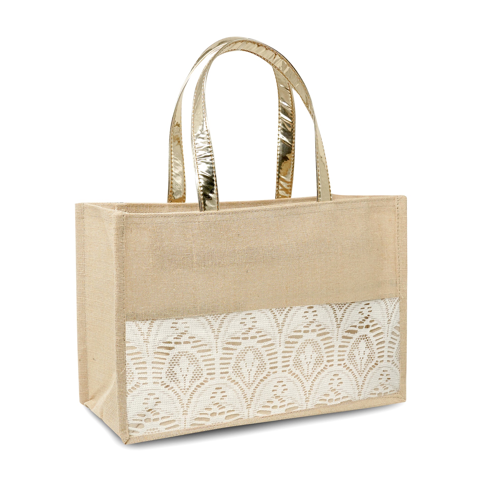 Ensac Eco-Friendly Women Handbag | Premium Jute Tote Bag with Stylish Lace Design
