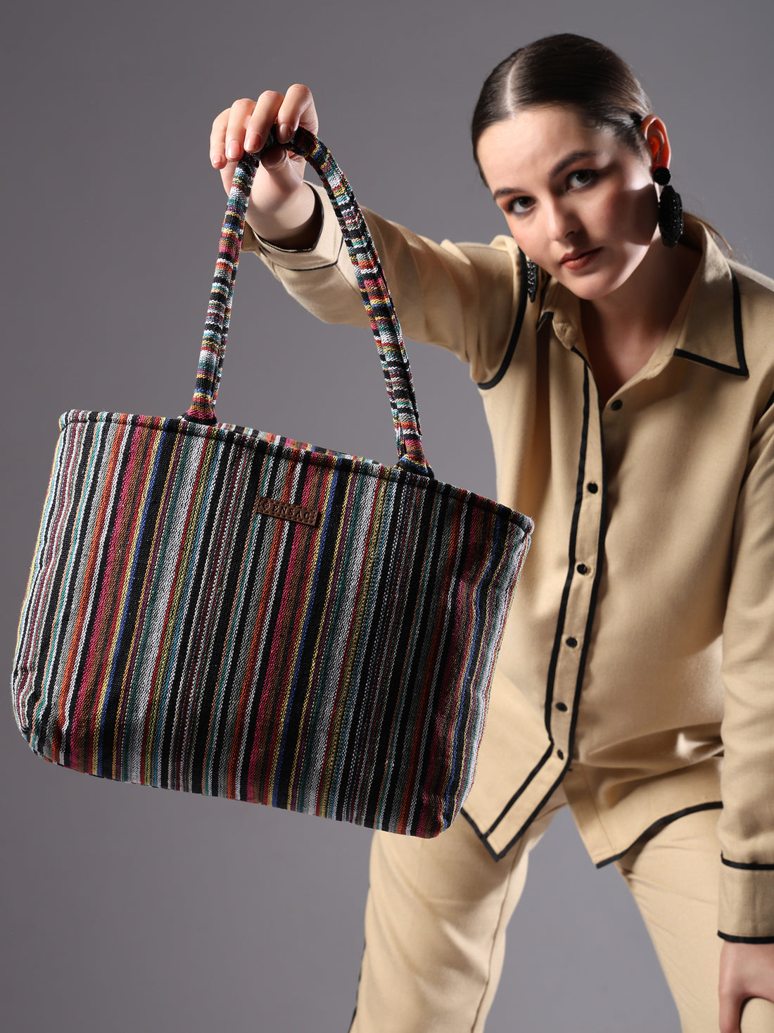 Ensac Women’s Tote Bag | Fringe Style, Lightweight Feel & Must-Have Travel Pick TOTE-MULTISTRIPE-SMALL