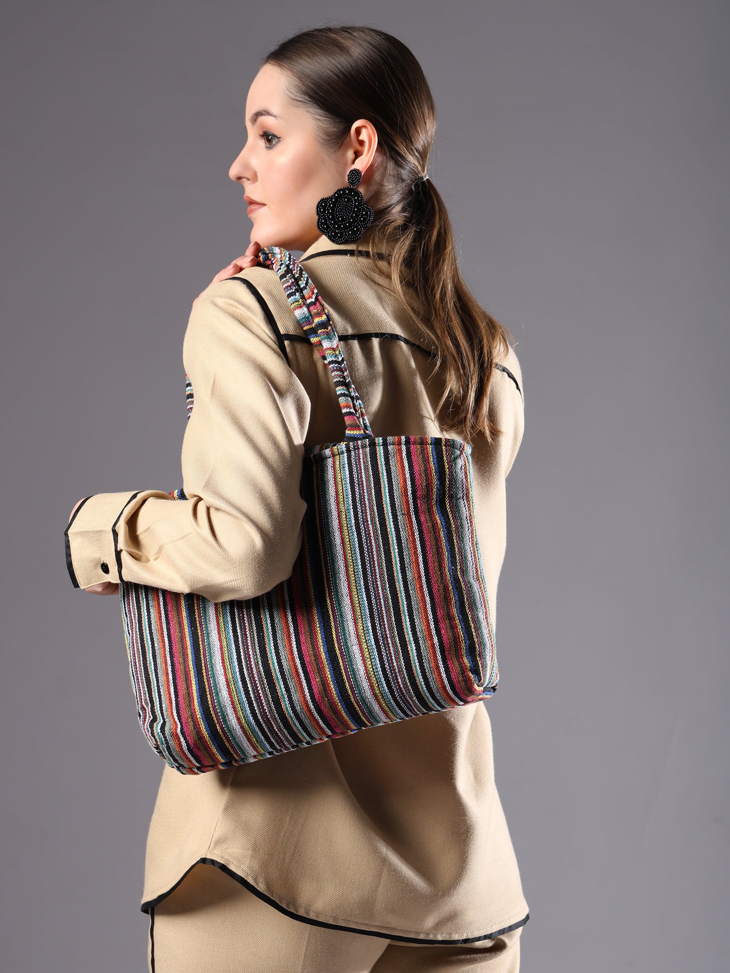 Ensac Women’s Tote Bag | Fringe Style, Lightweight Feel & Must-Have Travel Pick TOTE-MULTISTRIPE-SMALL