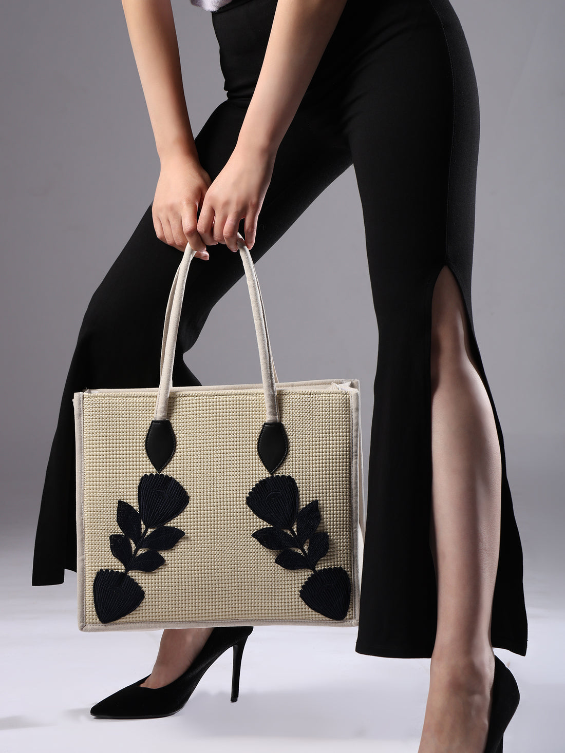 ENSAC Cotton Canvas Beige Tote bag for women & Girls
