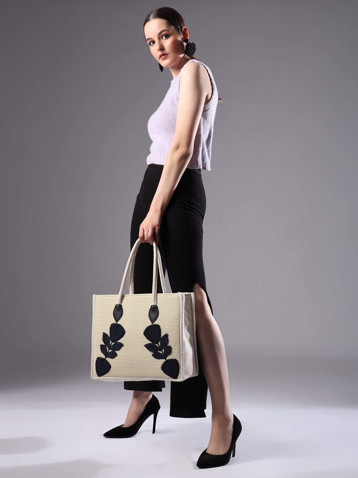 ENSAC Cotton Canvas Beige Tote bag for women & Girls