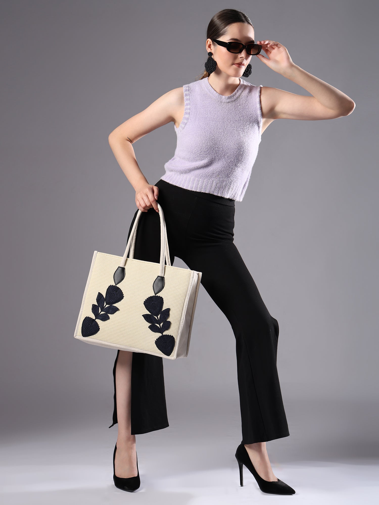 ENSAC Cotton Canvas Beige Tote bag for women & Girls