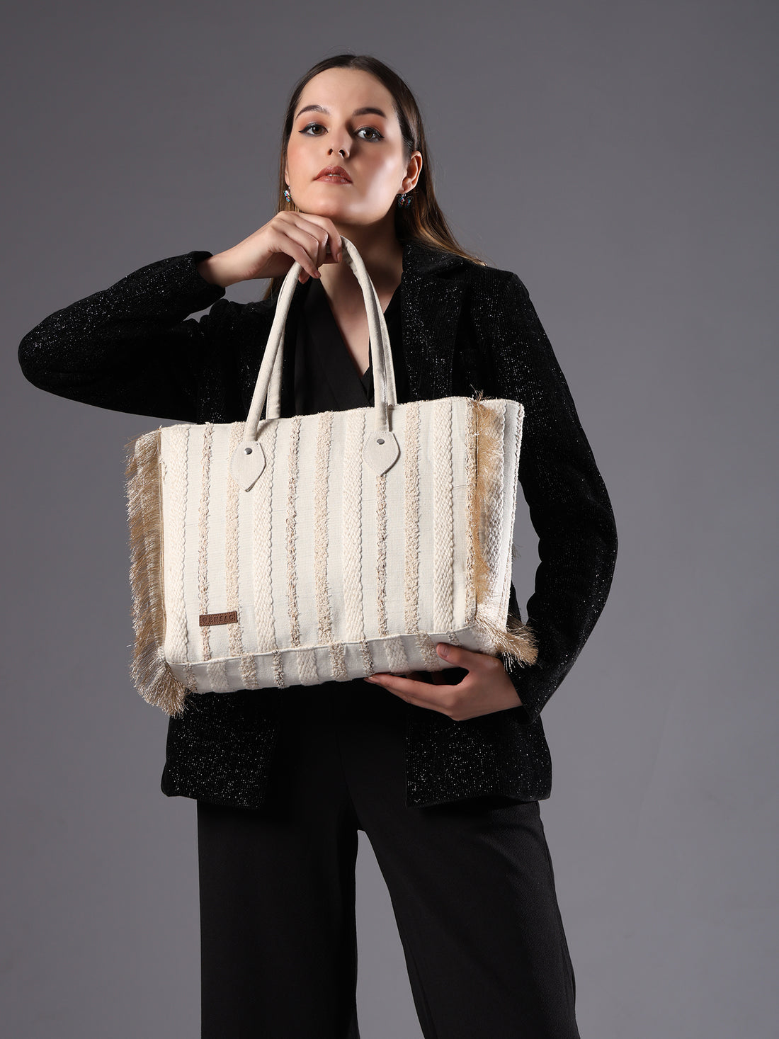 ENSAC 100% Cotton Canvas Beige Tote for women