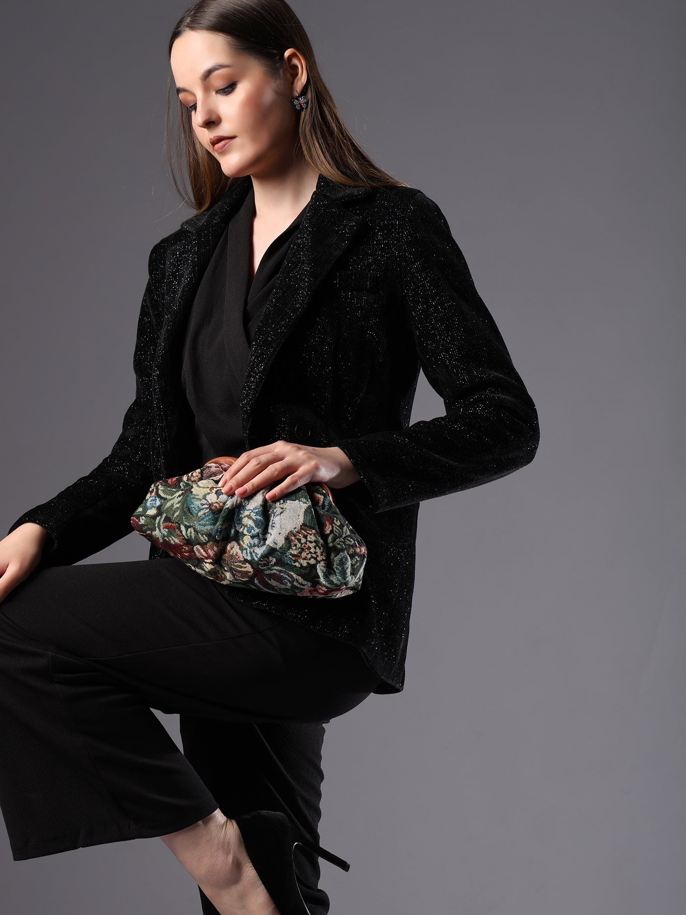 ENSAC Women's Pleated Clutch Bag | Handbag in Textured Synthetic Fabric – Stylish Party Purse