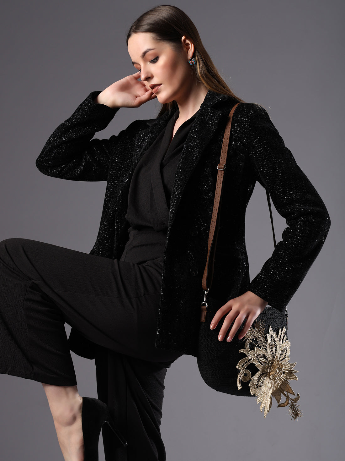 Black Sling Bag Women's Premium Juterope