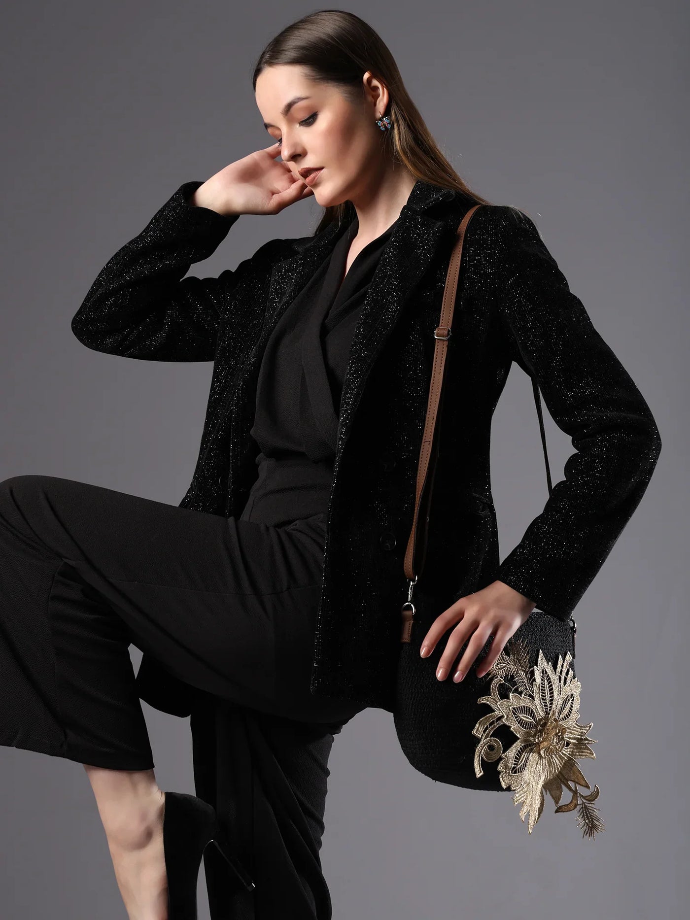 Black Sling Bag Women's Premium Juterope