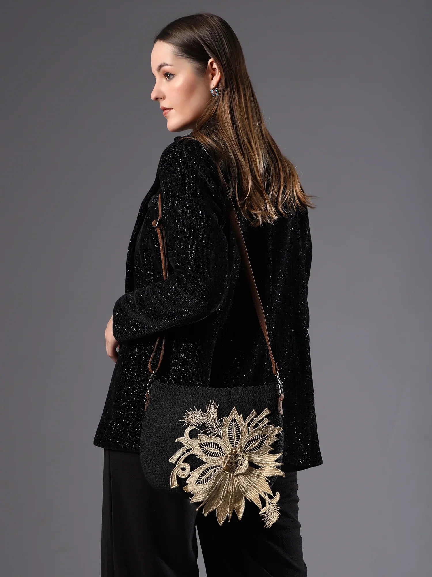 Black Sling Bag Women's Premium Juterope