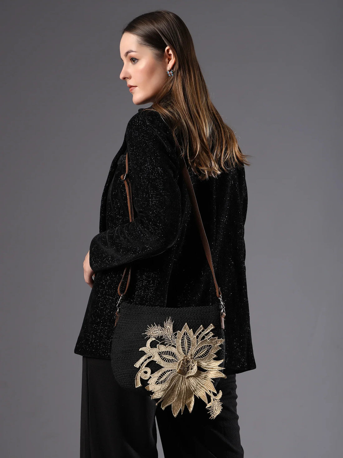 Black Sling Bag Women's Premium Juterope