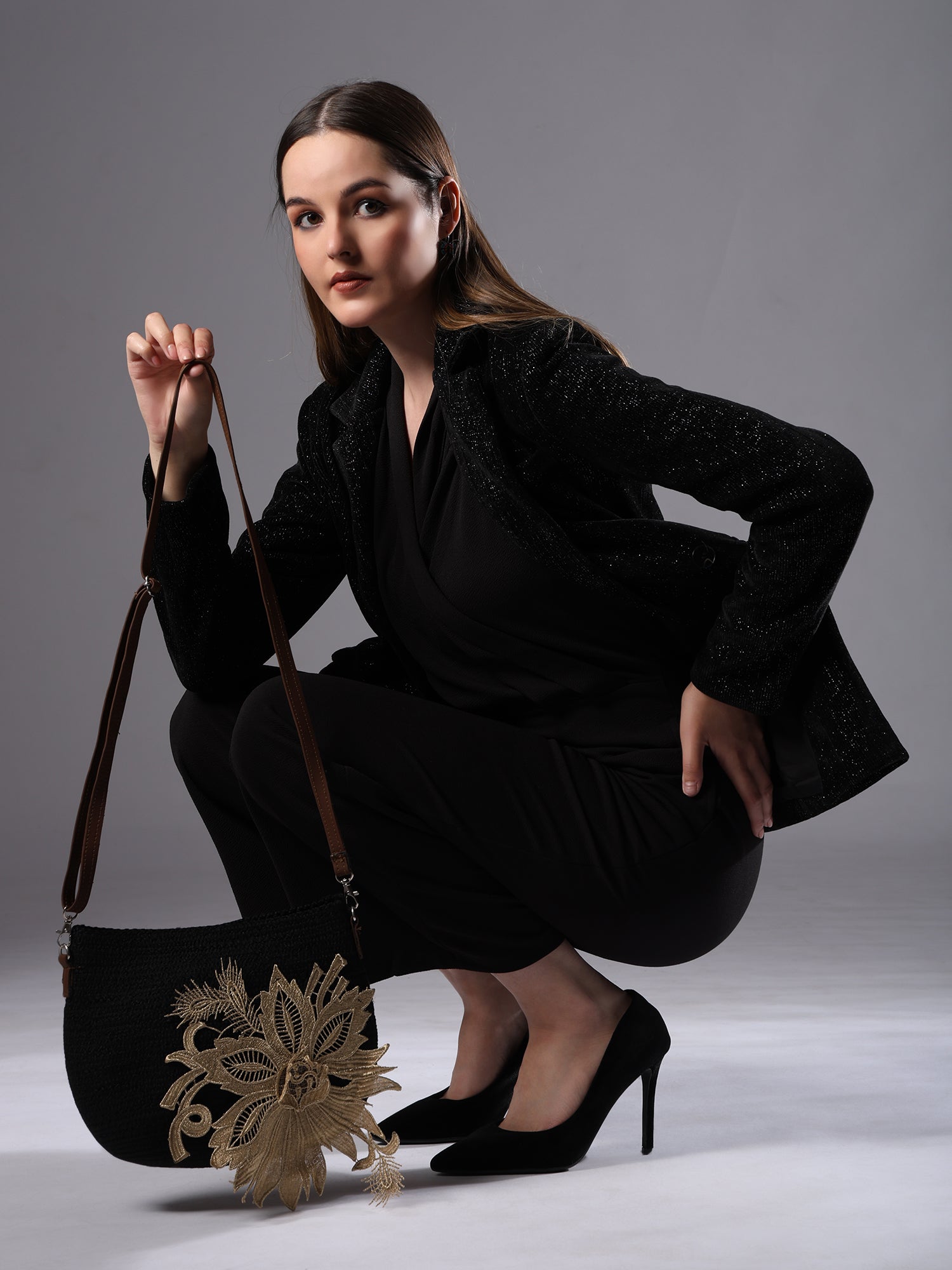 Black Sling Bag Women's Premium Juterope